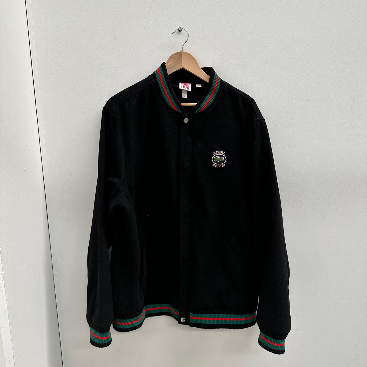 Supreme x Lacoste Wool Varsity Jacket Black (Size XL) – Curated 