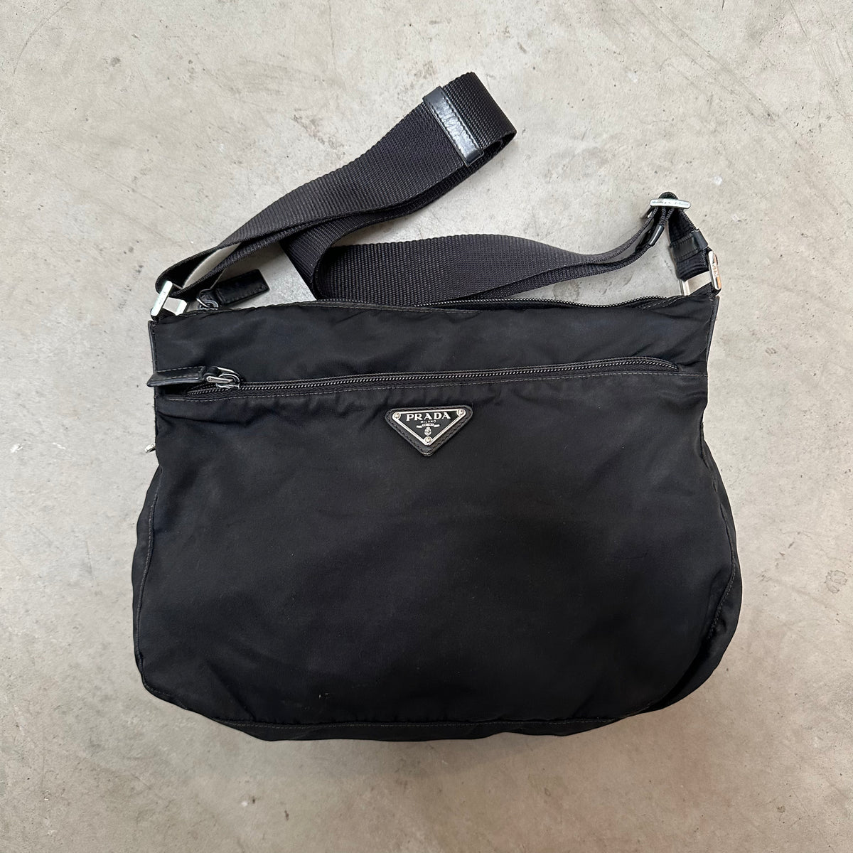 Black prada nylon crossbody discount bag