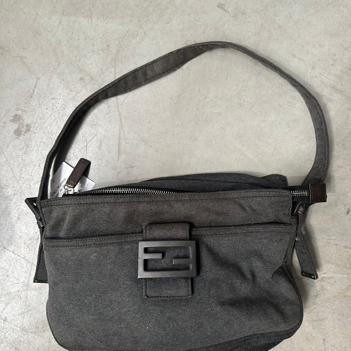 Fendi Mamma Baguette Shoulder Bag Grey