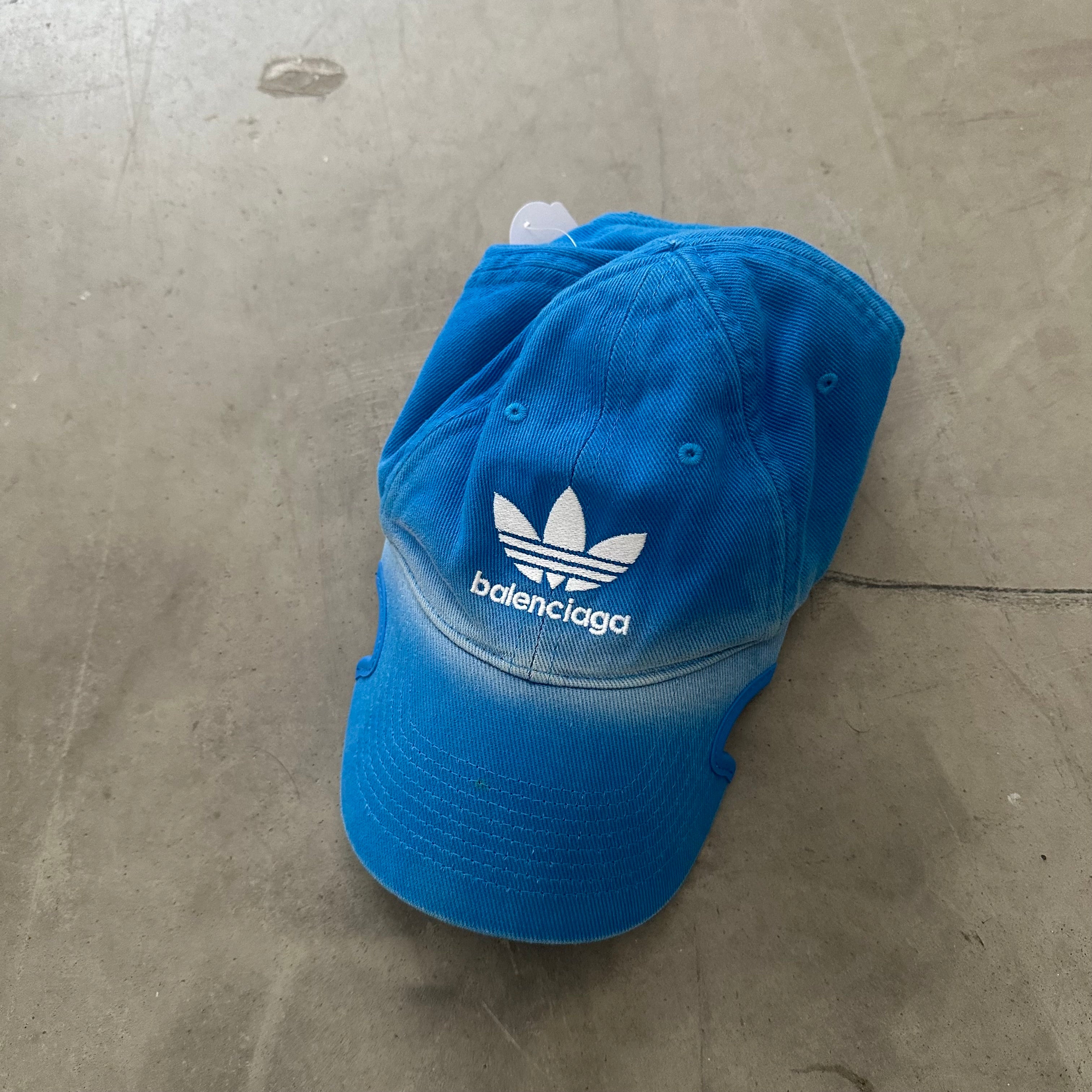 Balenciaga x Adidas Logo Embroidered Baseball Hat Blue