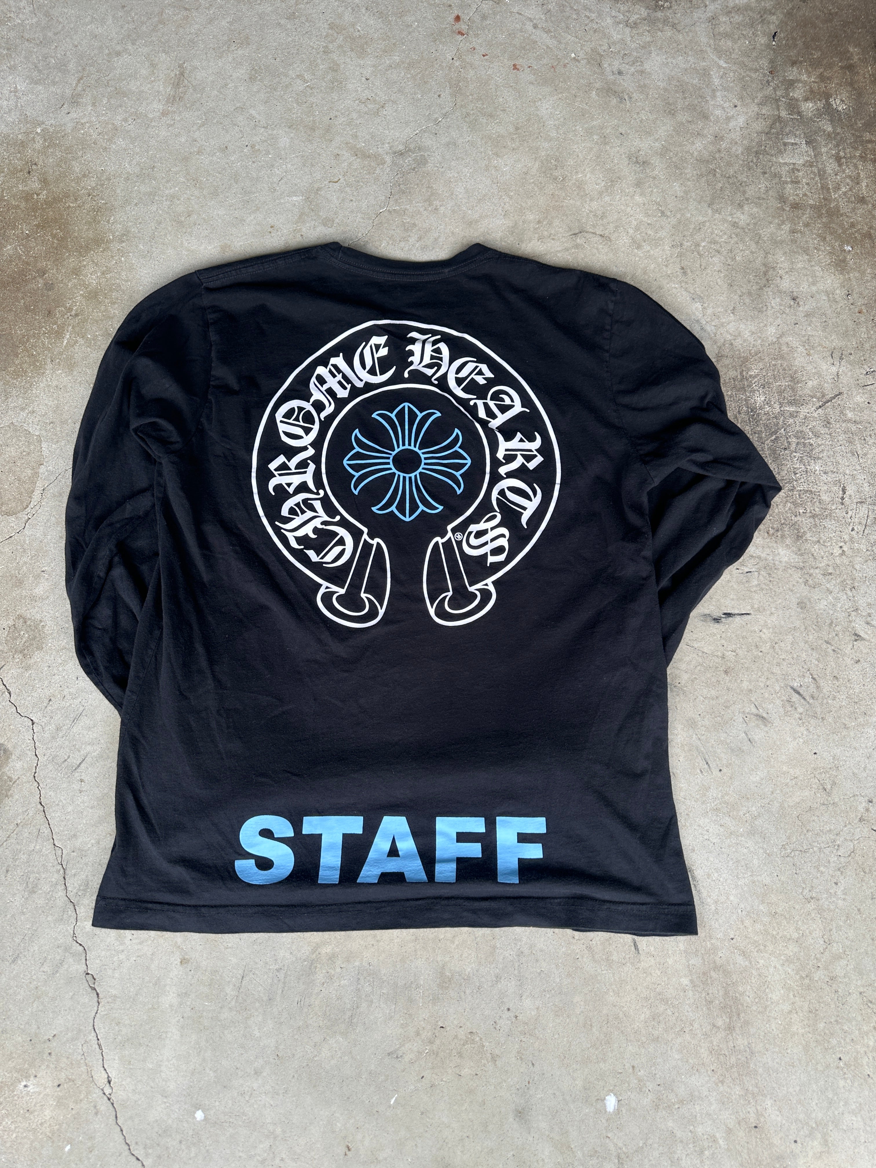 Chrome Hearts Staff Long Sleeve T Shirt Black/Blue (Size L