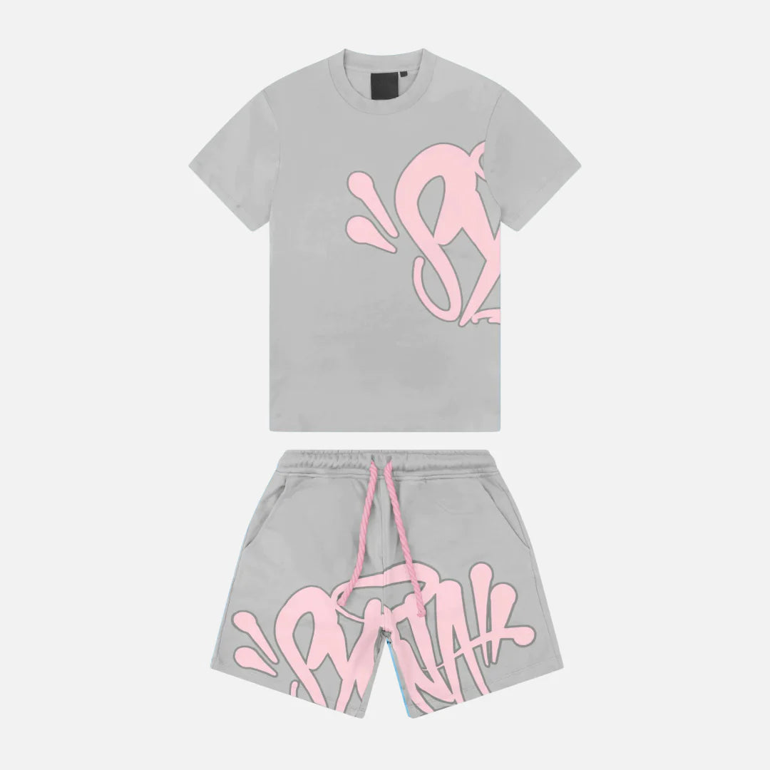 Syna World Tee and Short Set - Grey Pink – Curated by Charbel Syna World Tee and Short Set - Grey Pink – Curated by Charbel