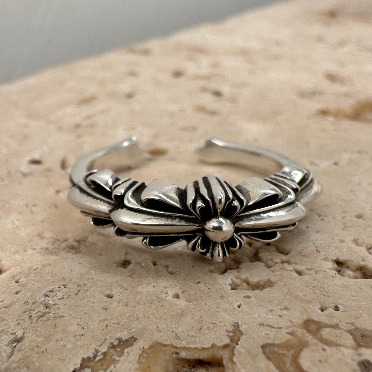 Chrome Hearts Baby Double Floral Cross Open Ring