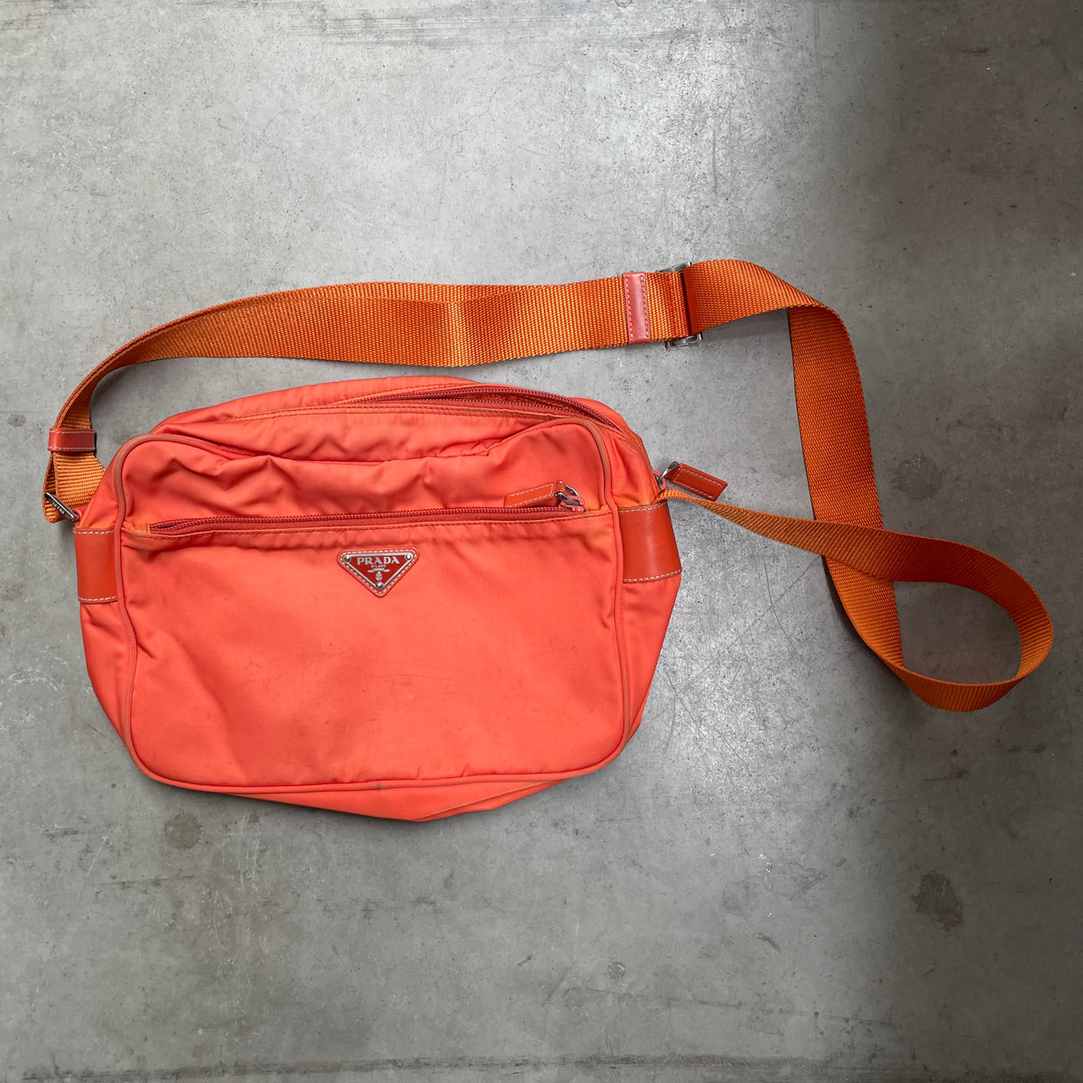 Prada orange top crossbody bag
