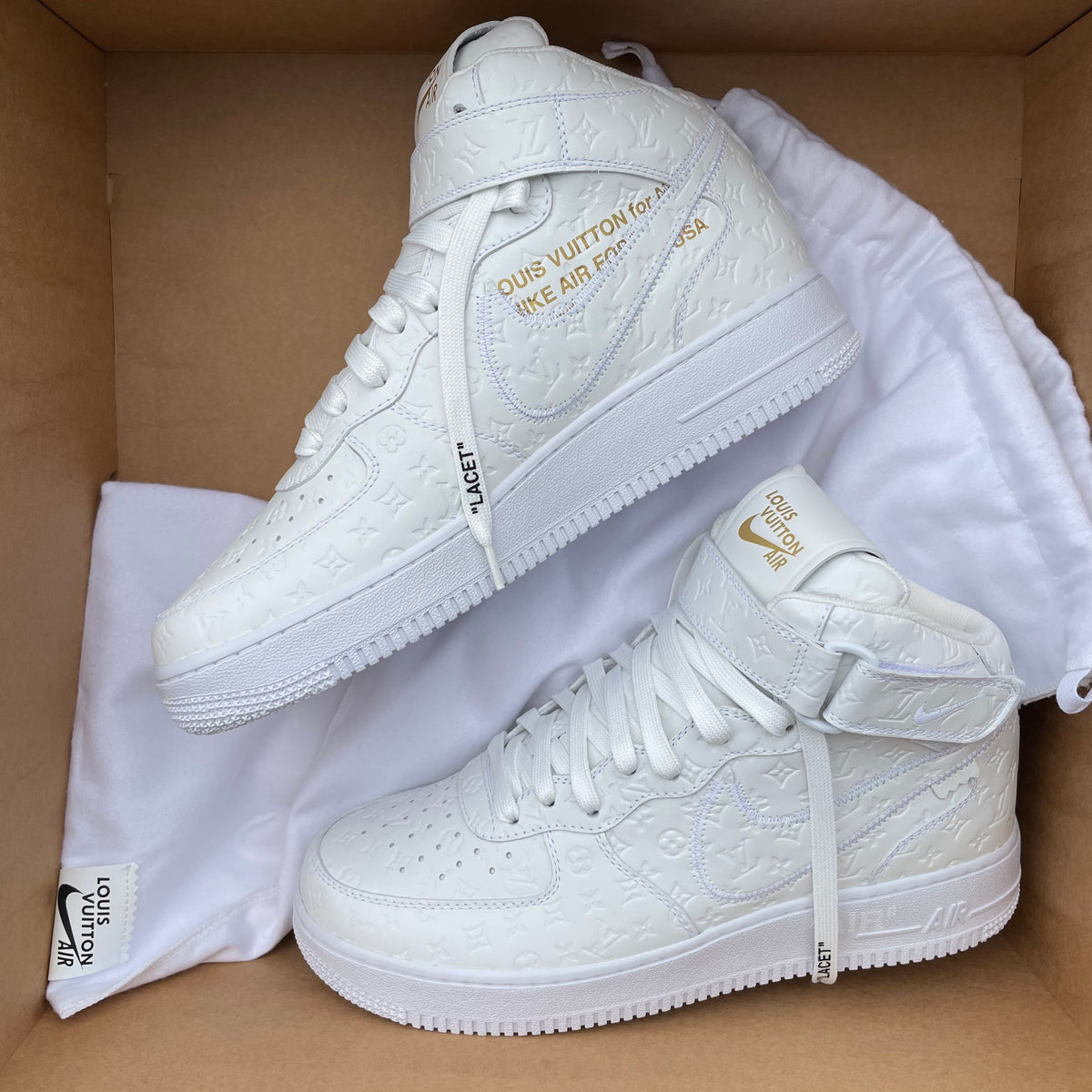 Louis Vuitton x Nike Air Force 1 Mid White | Size 5.5, Sneaker