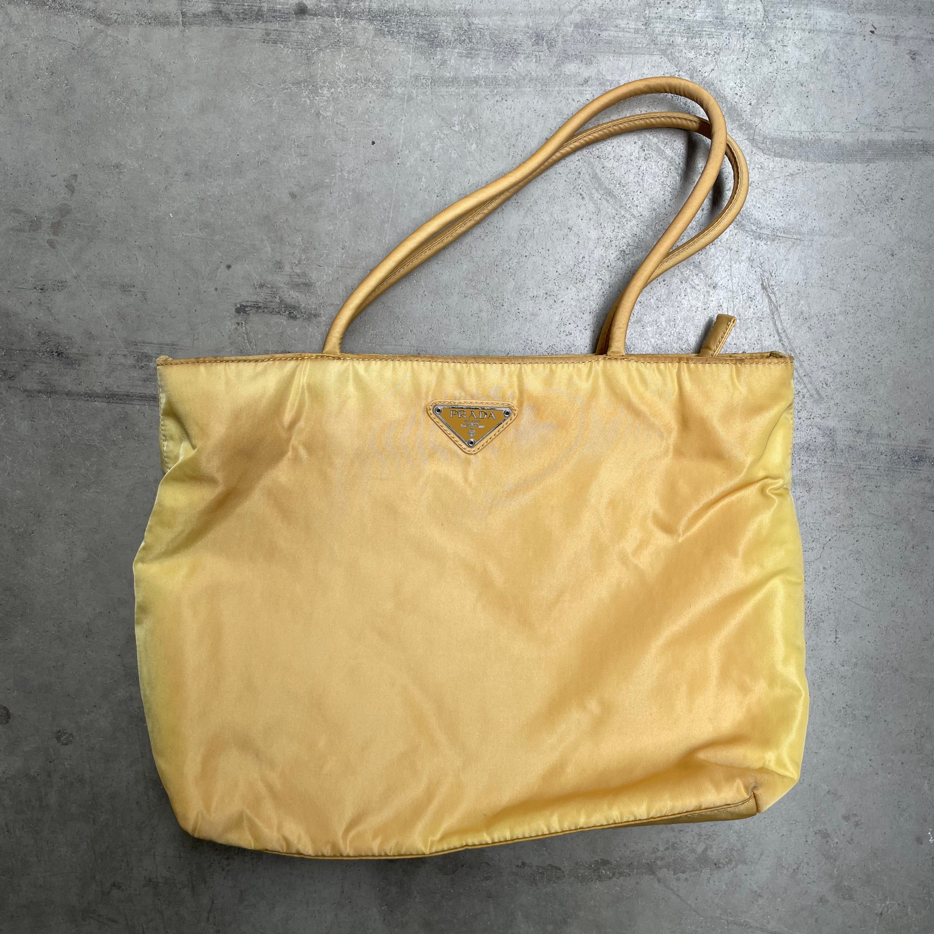 Prada Short Strap Tote Bag Nylon Yellow - Main Image