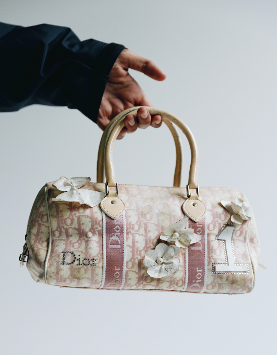 Vintage Dior Pink Logo Hand Bag with Flowers Curated by Charbel