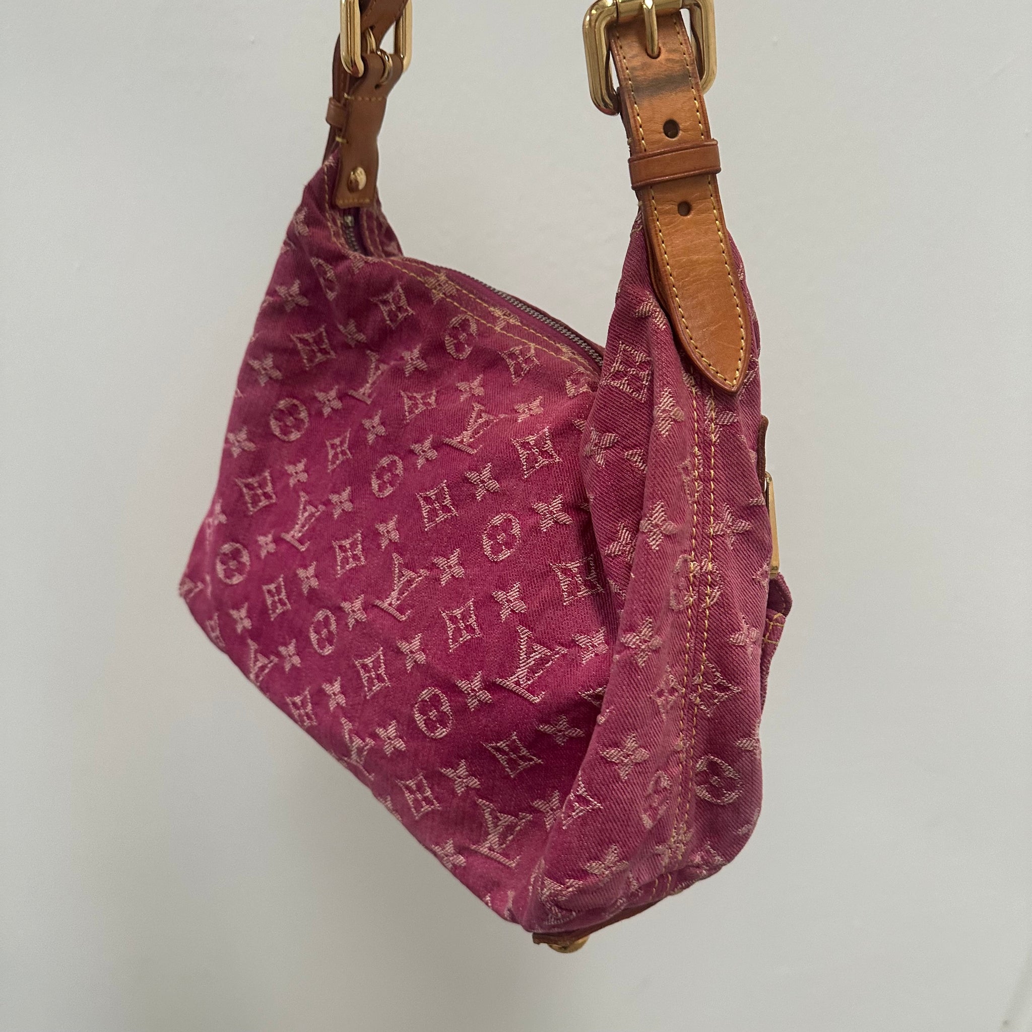 Louis Vuitton Monogram Denim Baggy PM Fuchsia Pink Shoulder Bag