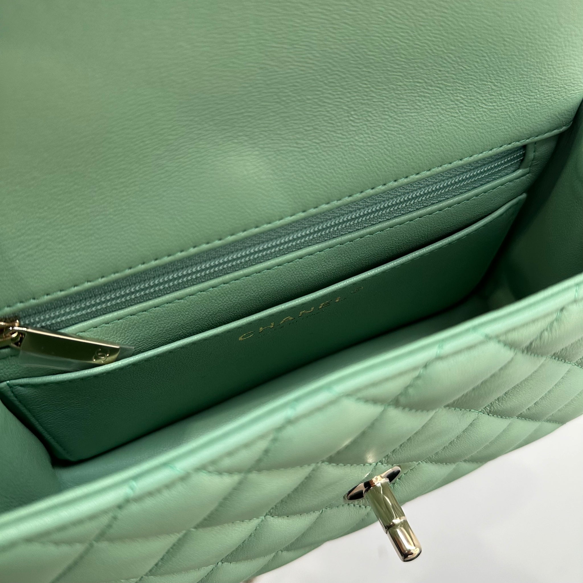 Chanel Green Mini Flap Top Handle Bag