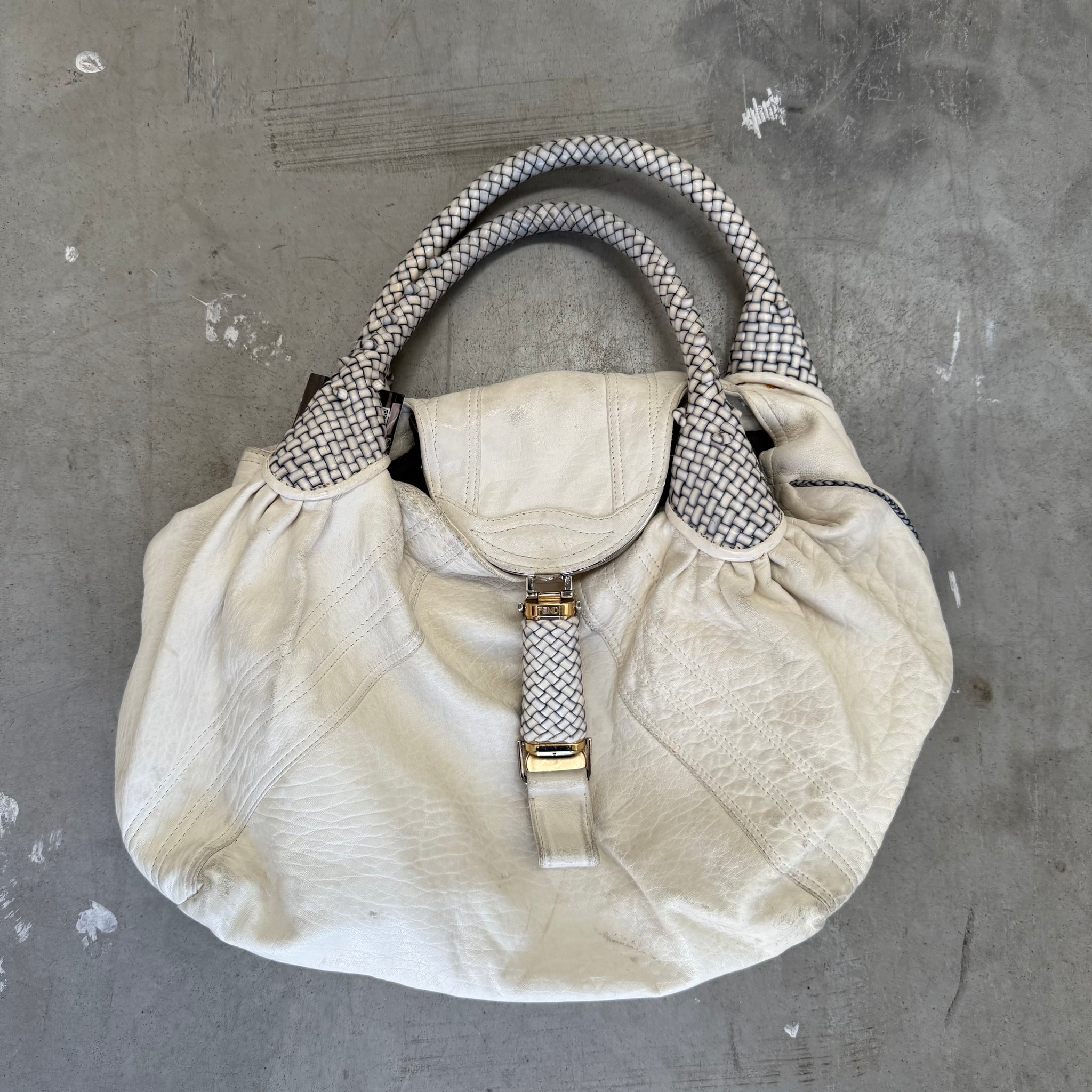 Fendi White Leather Spy Bag