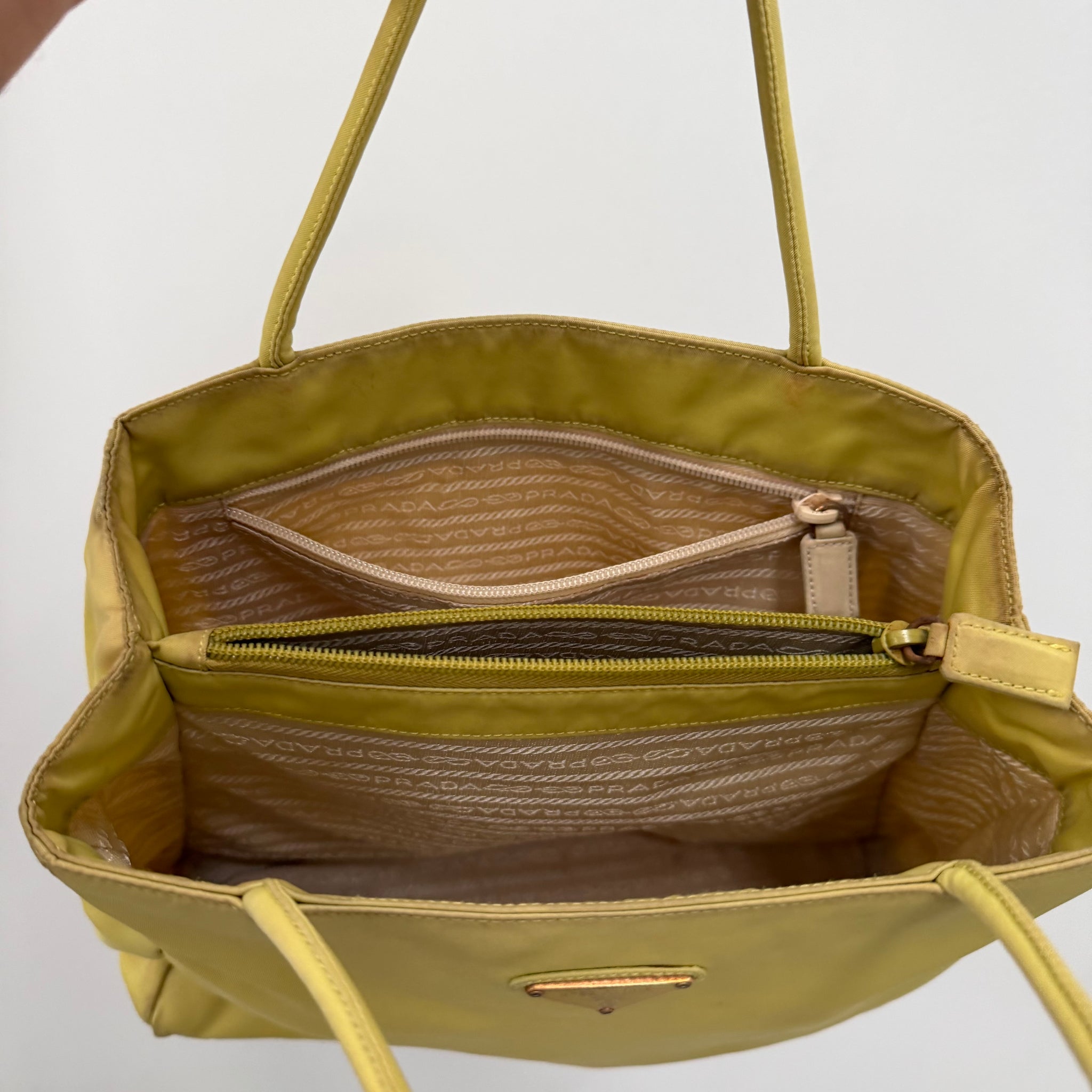 Prada Yellow Nylon Tote Bag
