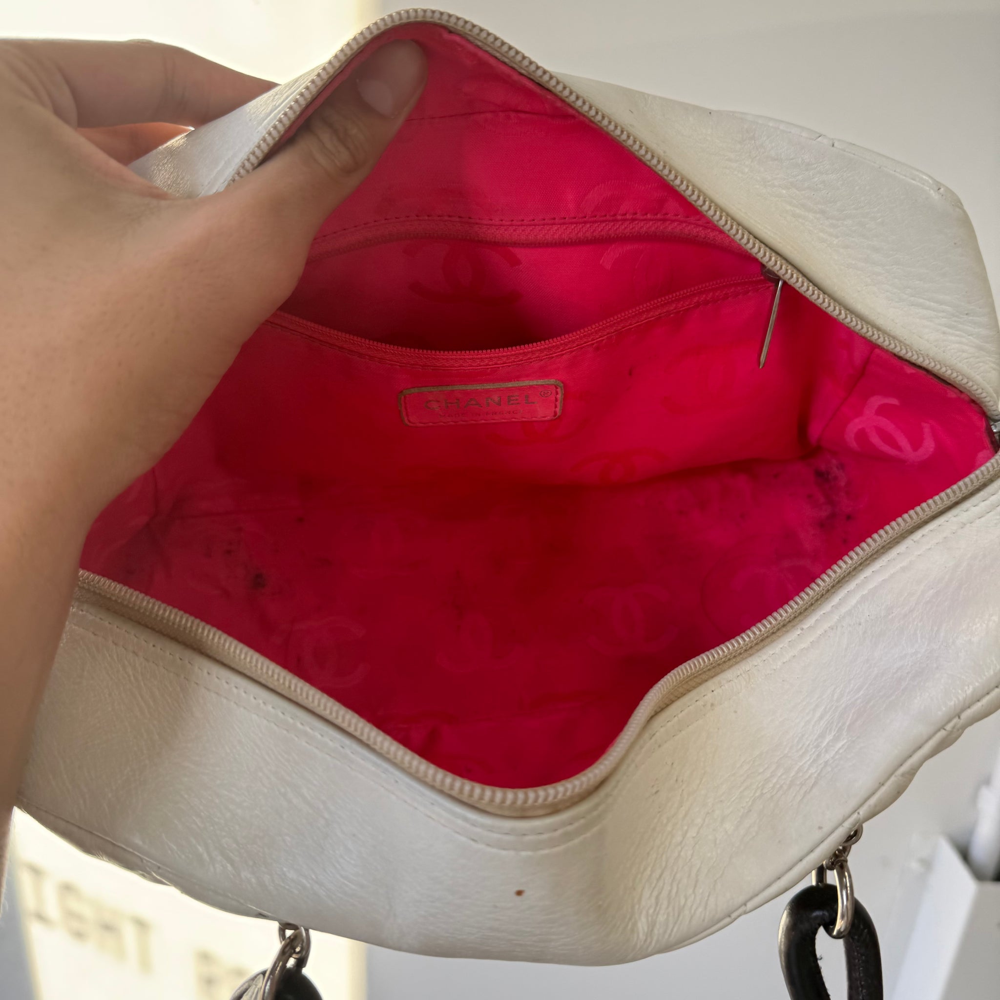 Chanel Cambon Shoulder Bag White Black