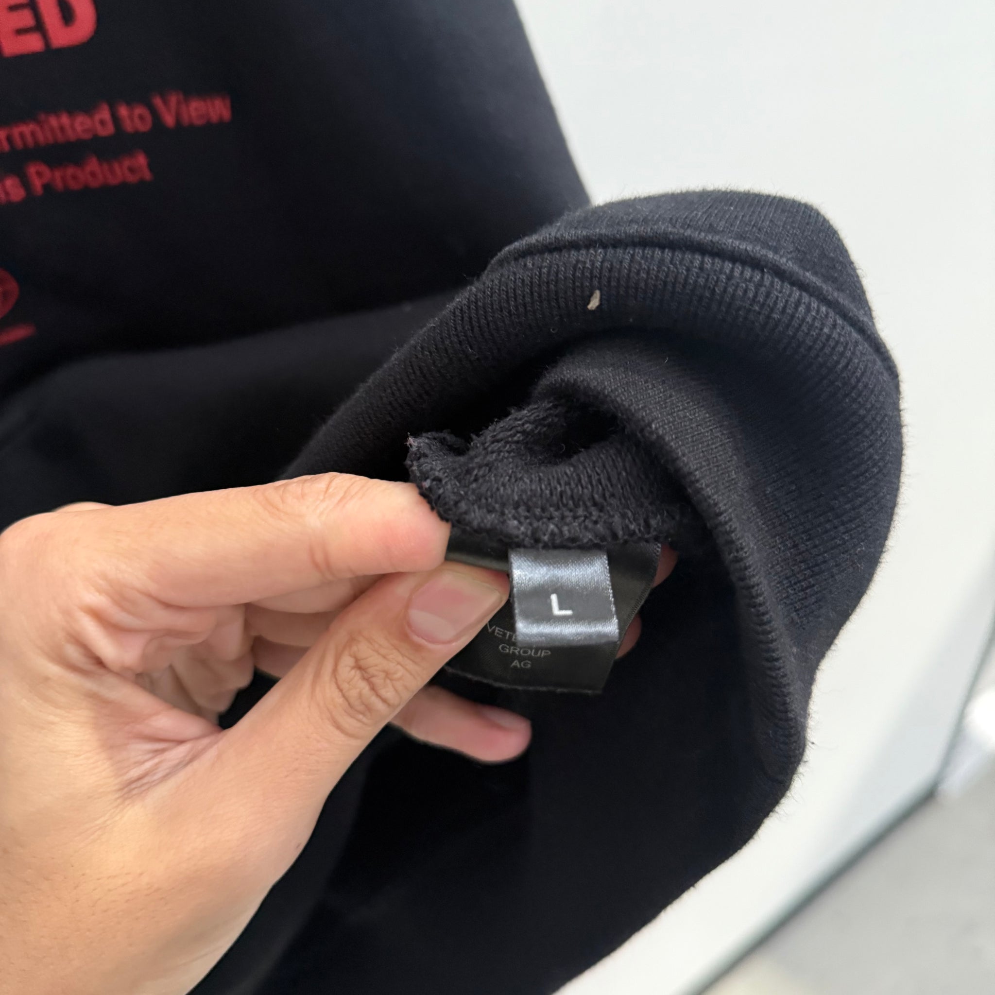 Vetements Restricted Rated R Oversized Black Hoodie (fits L-XL)