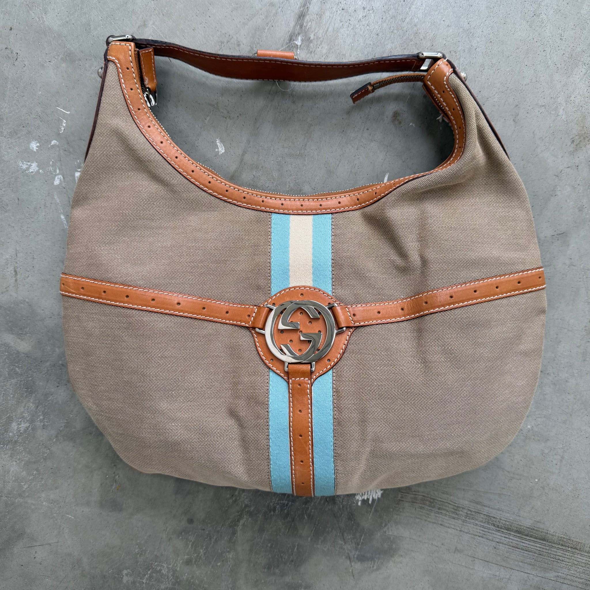 Gucci Interlocking Leather Striped Shoulder Bag