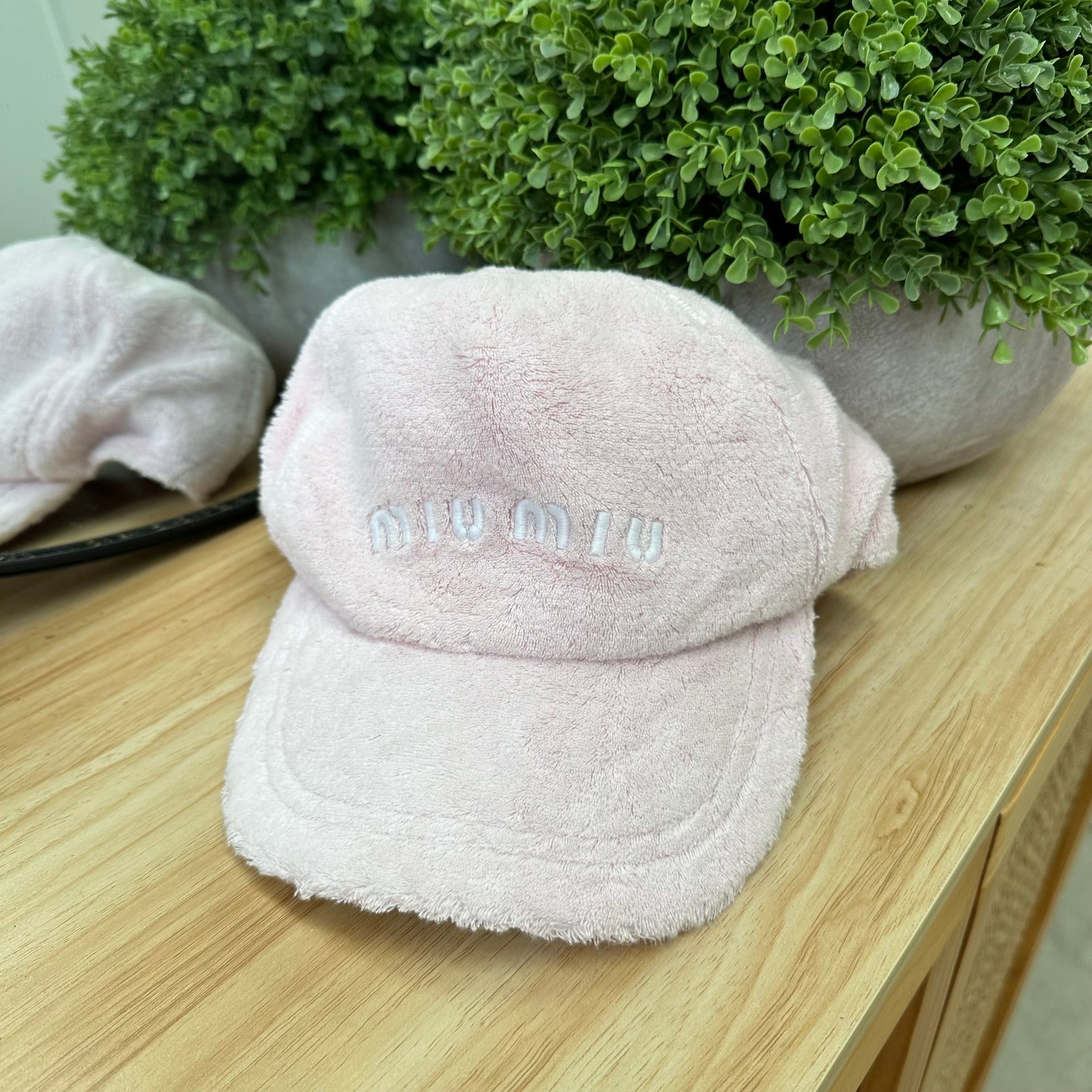 Miu Miu Terry Embroidered Logo Pink Baseball Cap