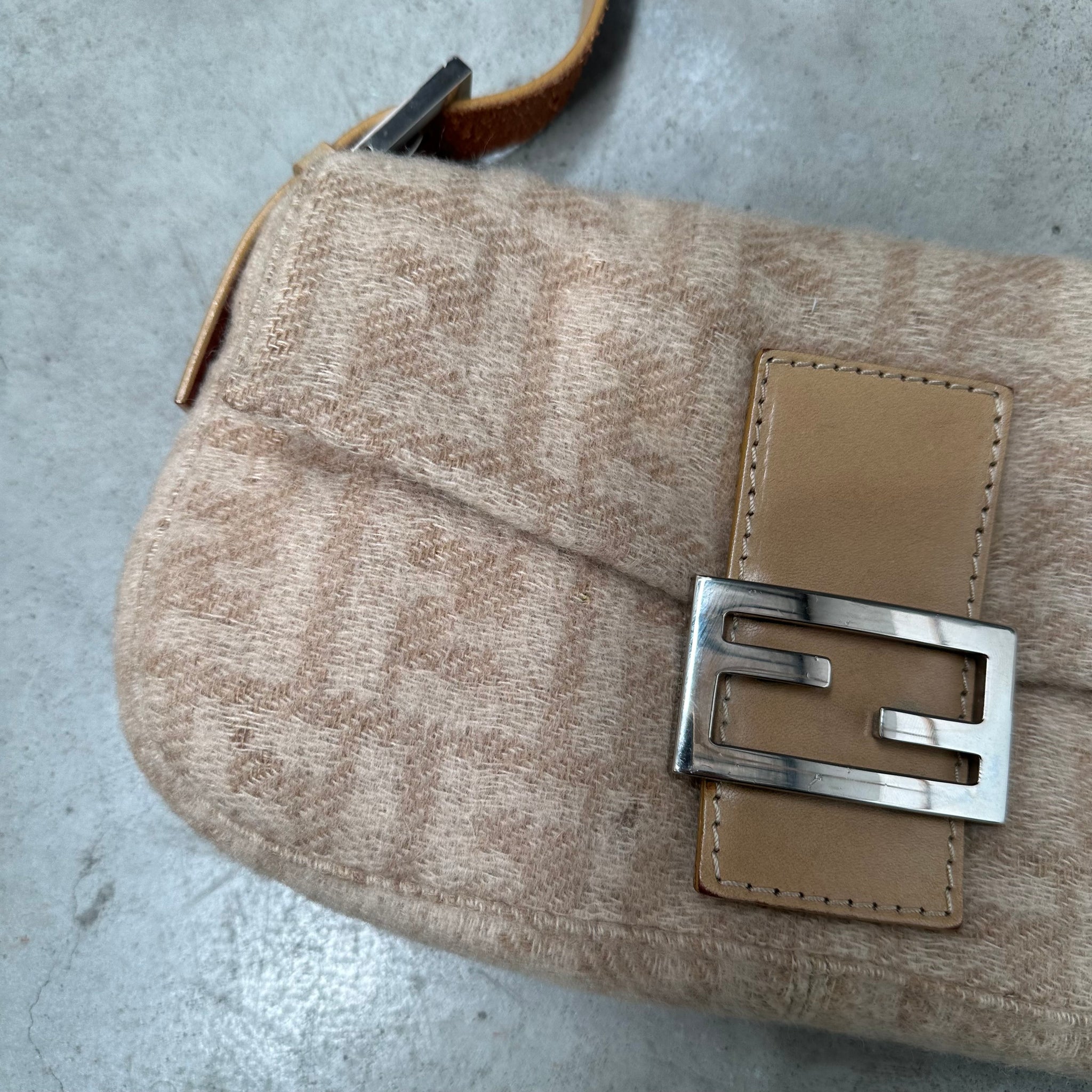 Fendi Wool Baguette Shoulder Bag