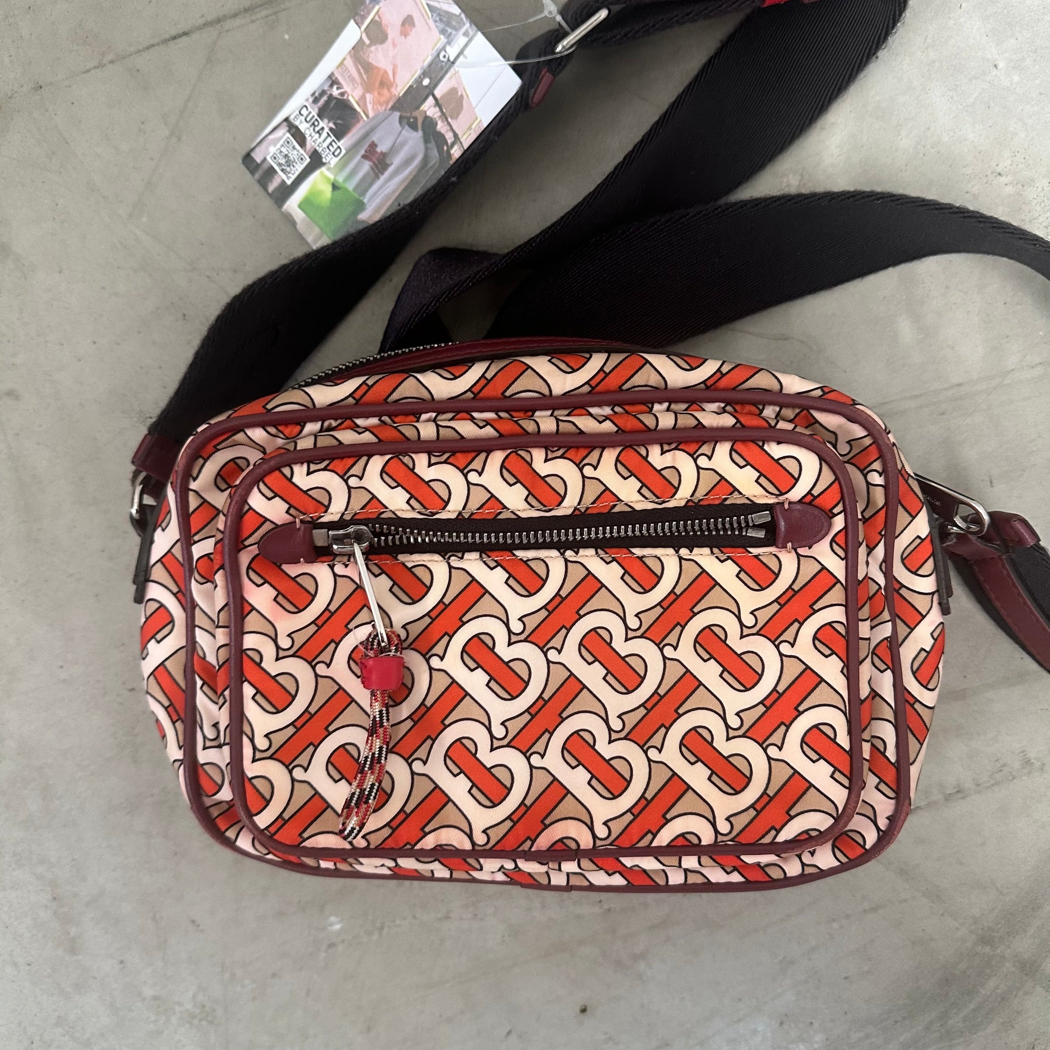 Burberry Orange Nylon Monogram Crossbody / Shoulder Bag