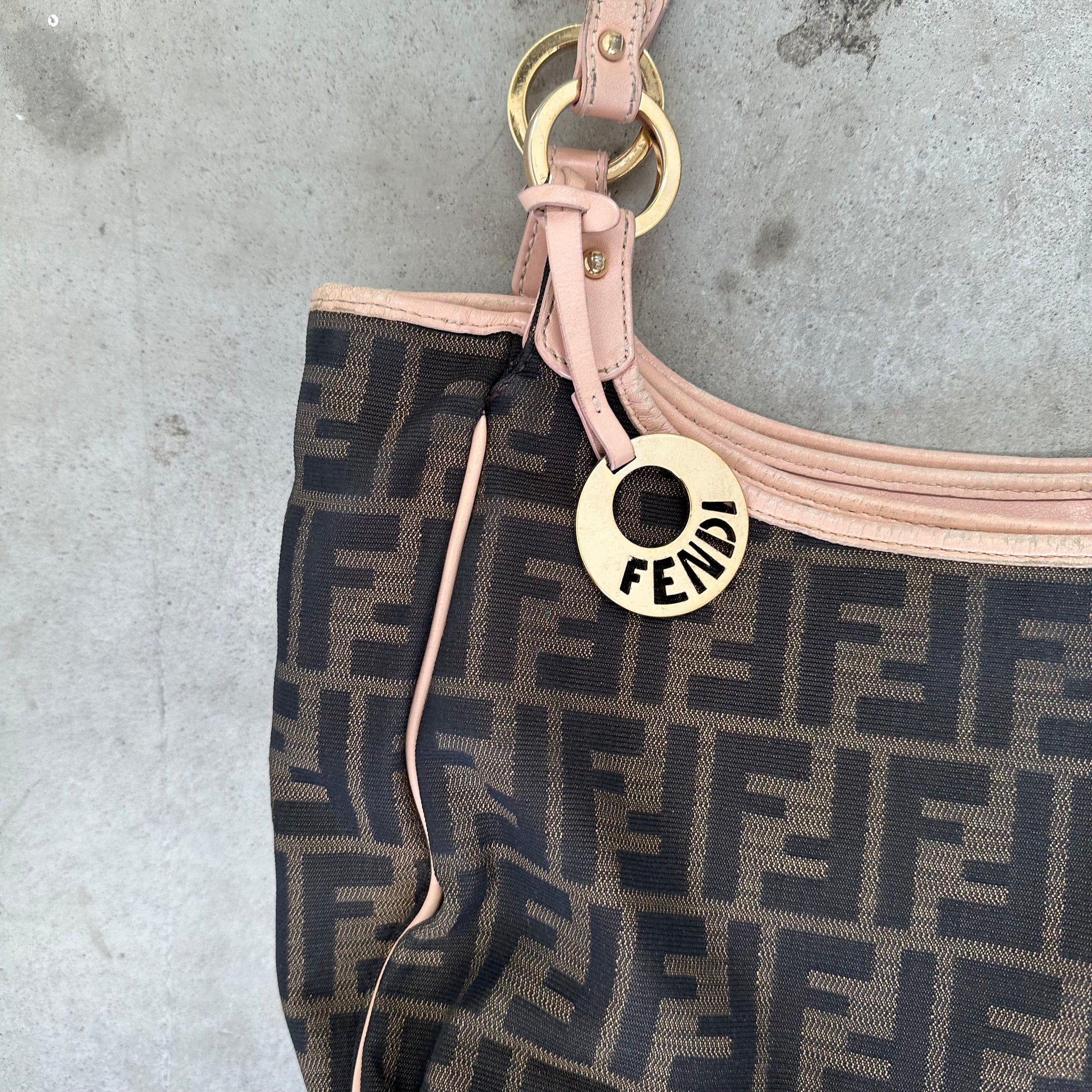 Fendi Zucca Shoulder Bag Brown/Pink