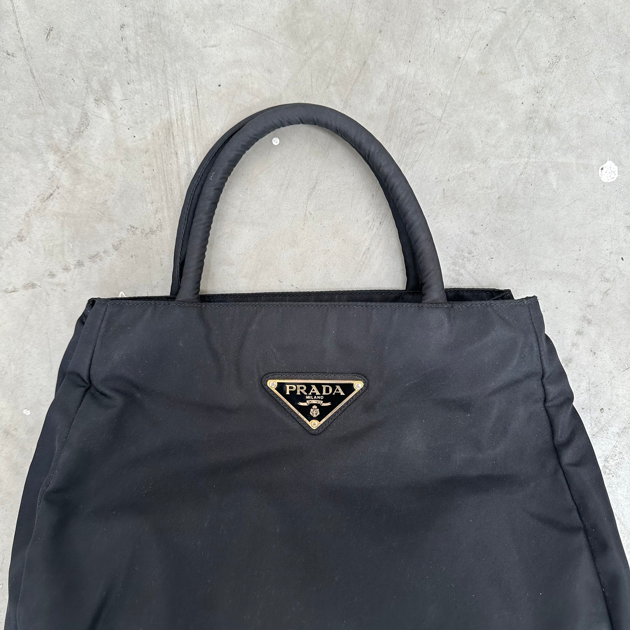 Prada Black Nylon Top Handle Hand Bag
