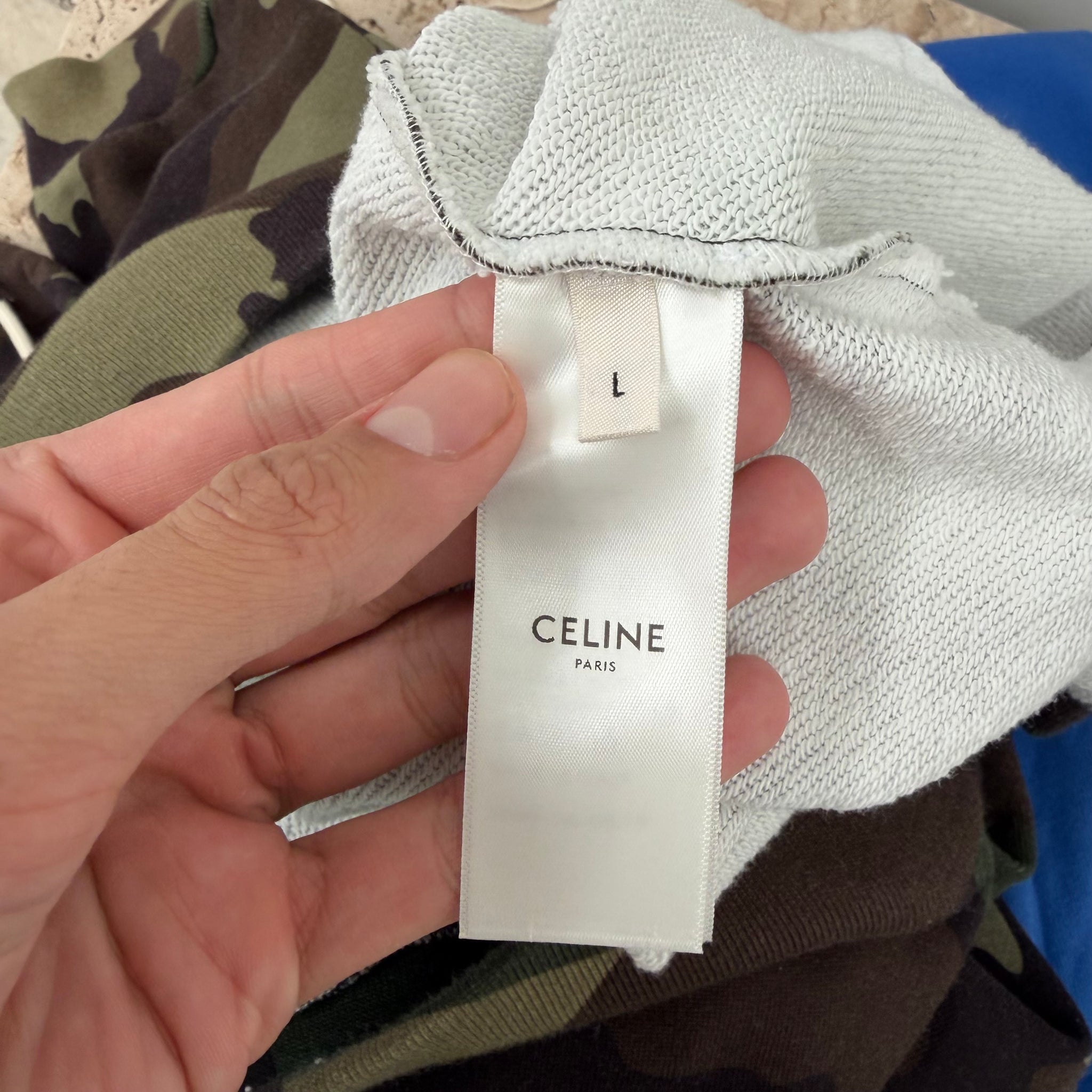 Celine Front Logo Hoodie Green Camo (Size L)