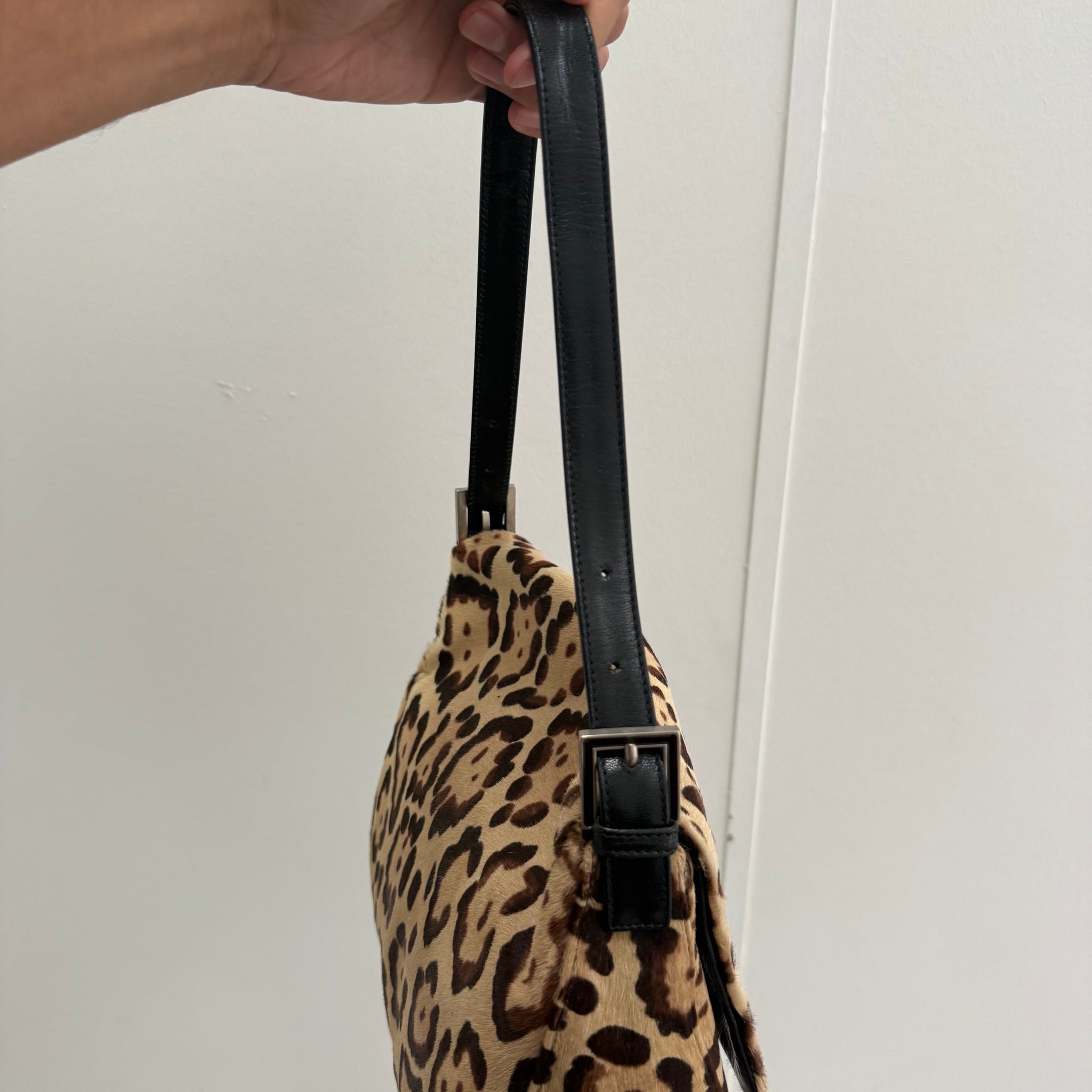 Fendi Leopard Mama Baguette Shoulder Bag