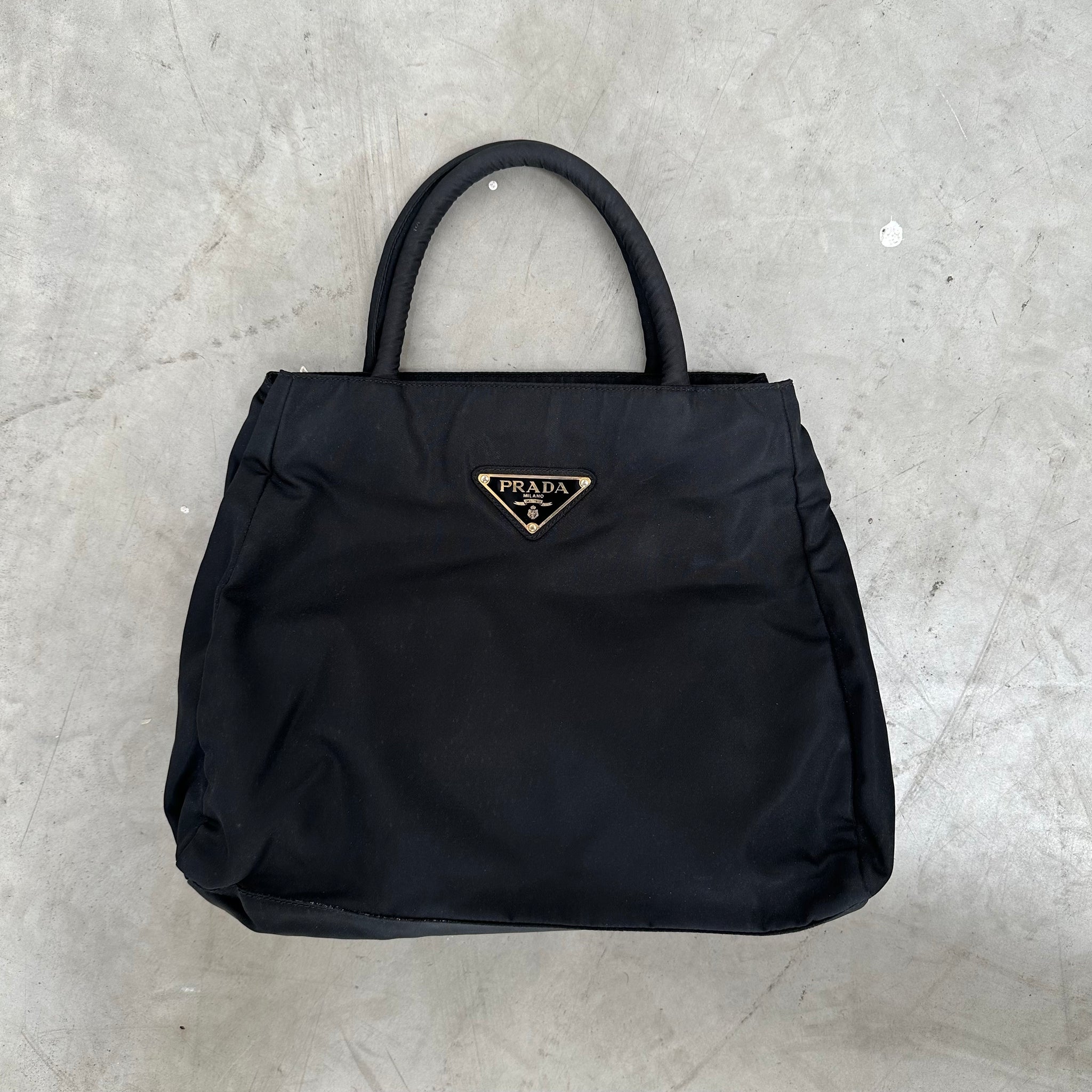 Prada Black Nylon Top Handle Hand Bag