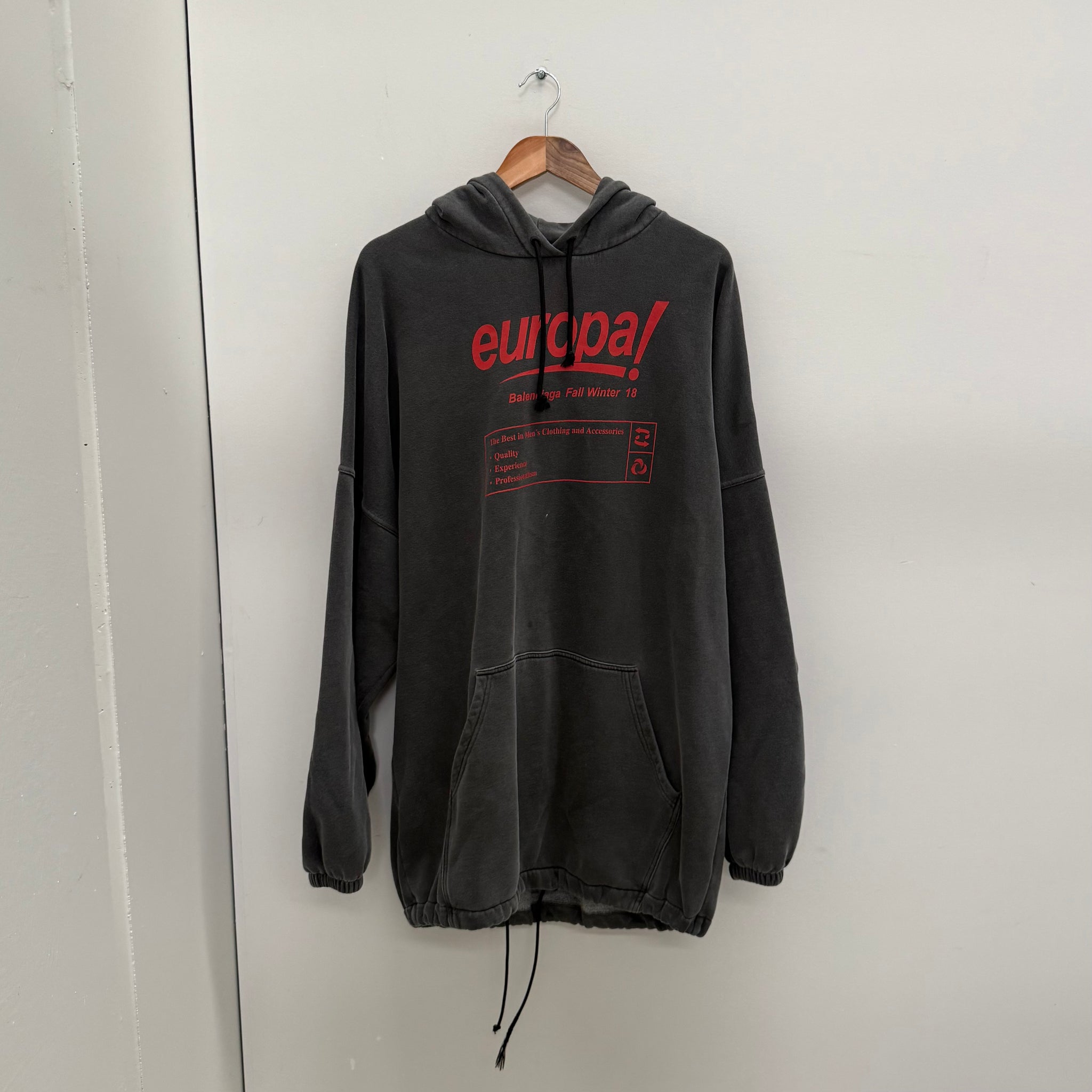 Balenciaga Europe F/W 18 Grey Hoodie (fits L-XL)