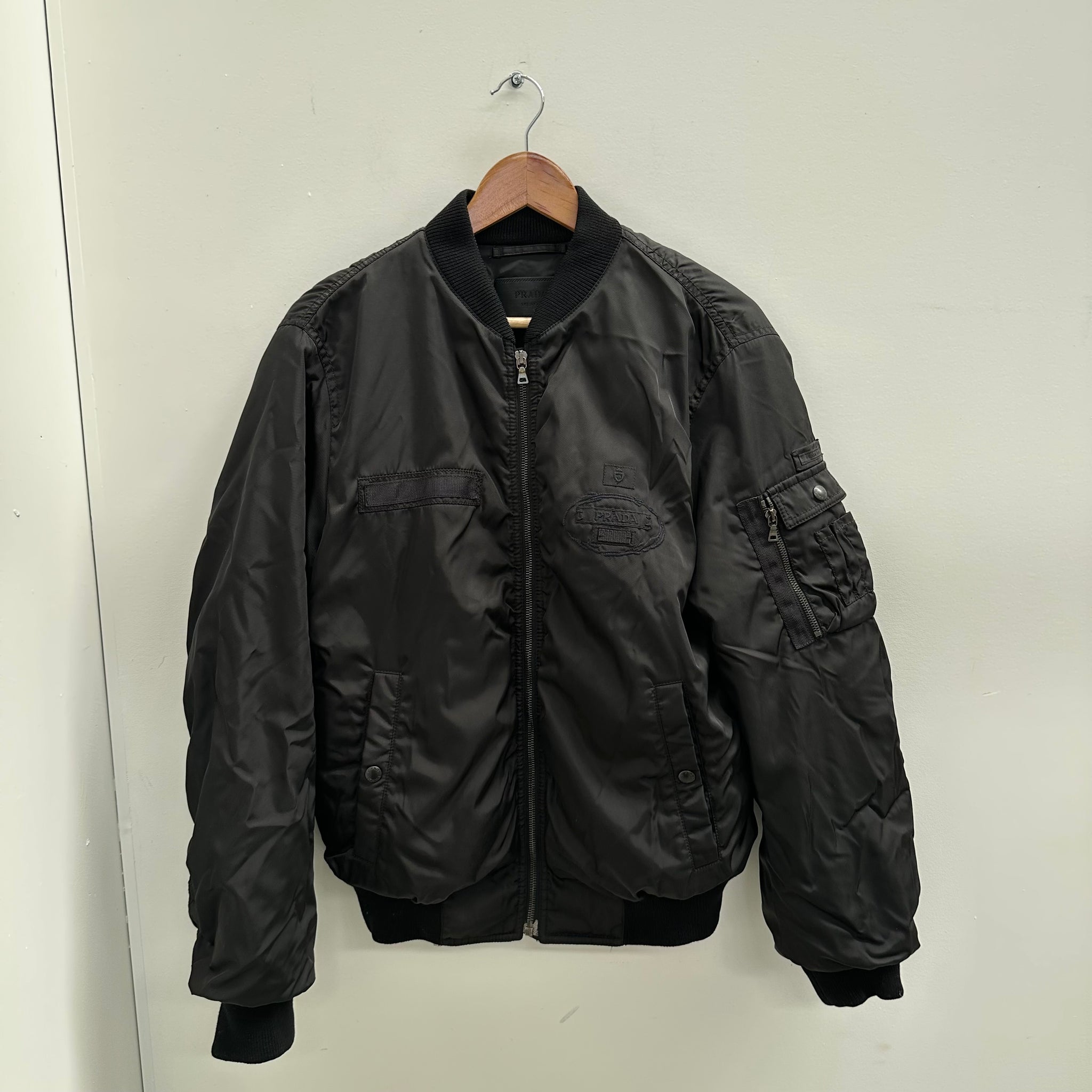 Prada Black Nylon Bomber Jacket (Size M)