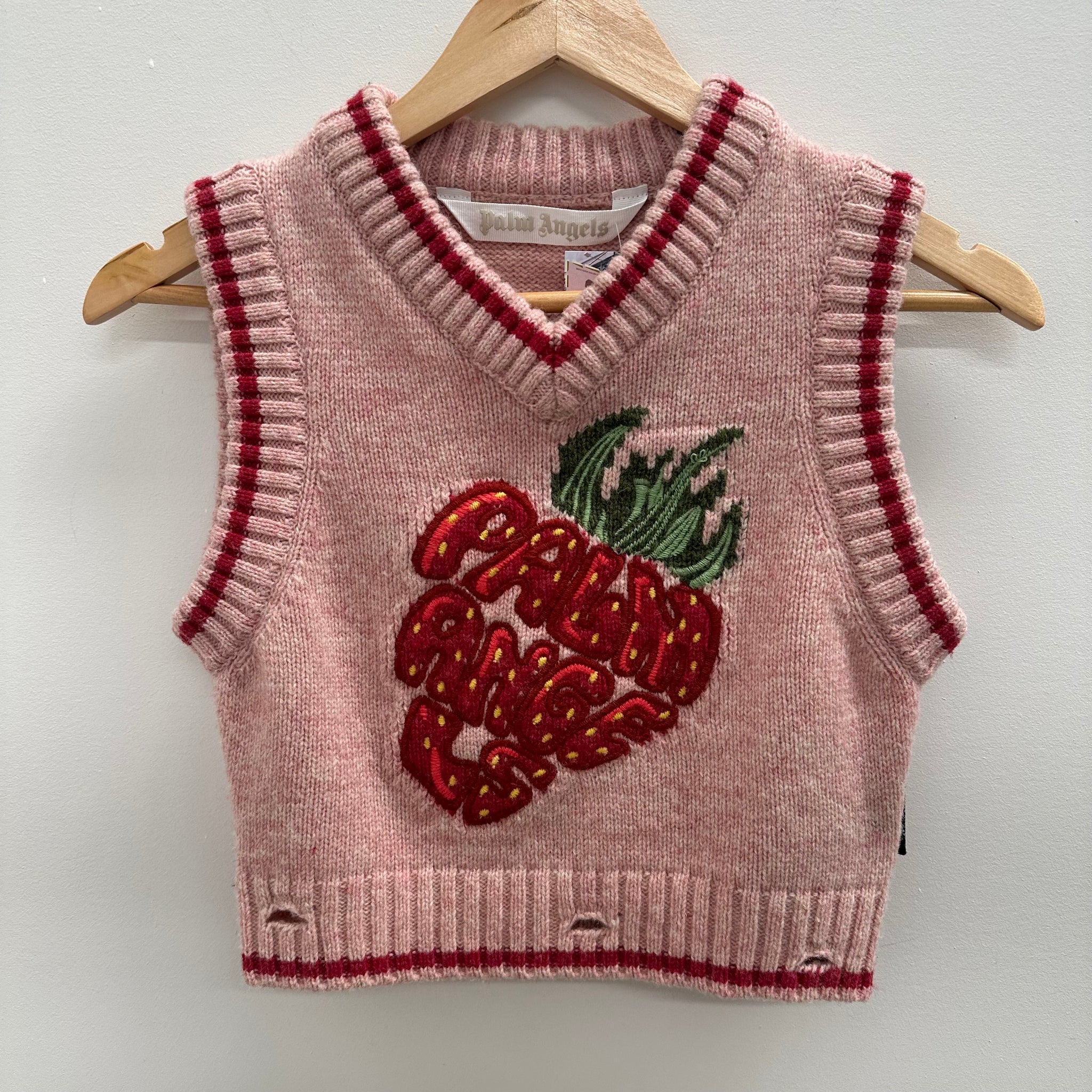 Palm Angels Logo Patch Cropped Wool Vest Size M