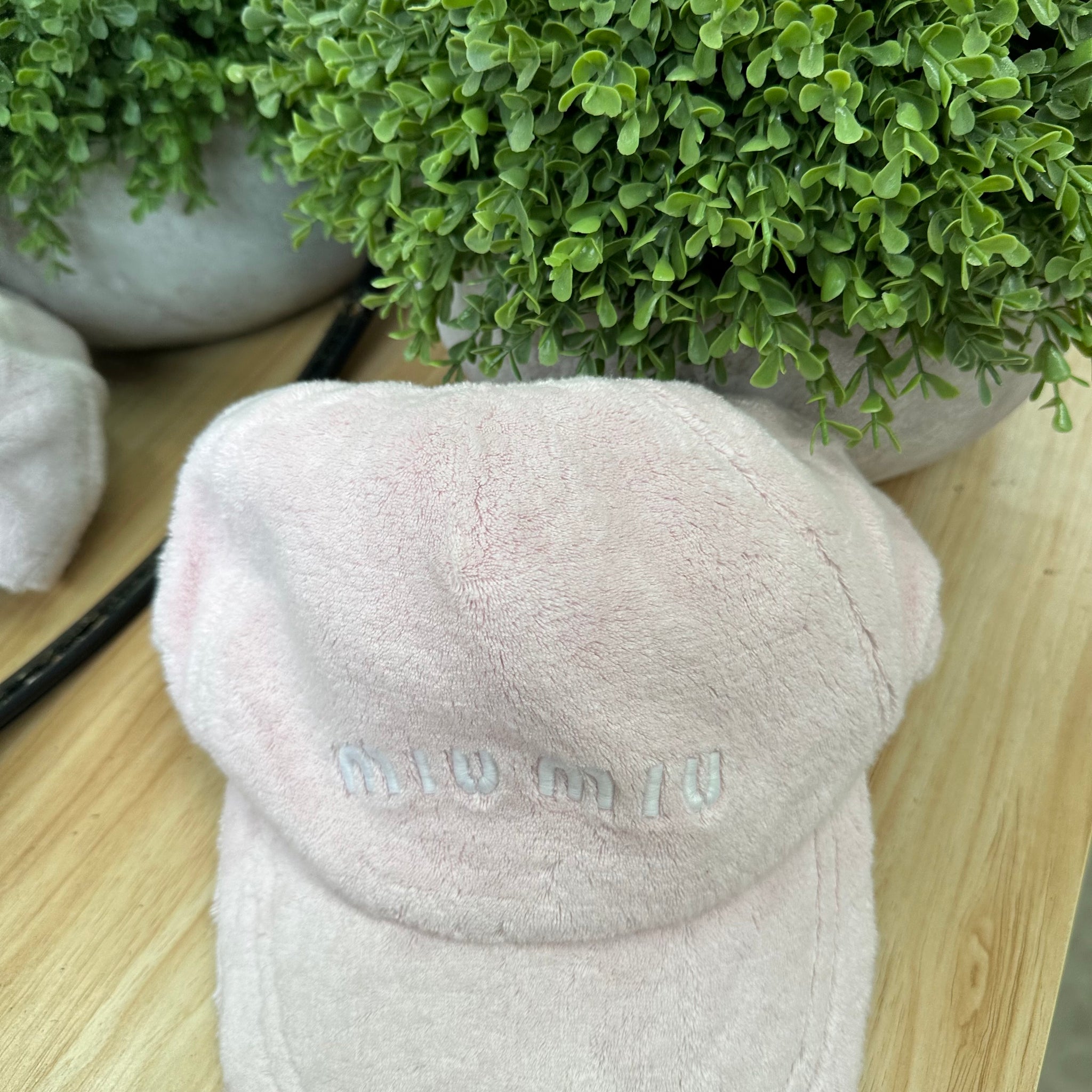 Miu Miu Terry Embroidered Logo Pink Baseball Cap