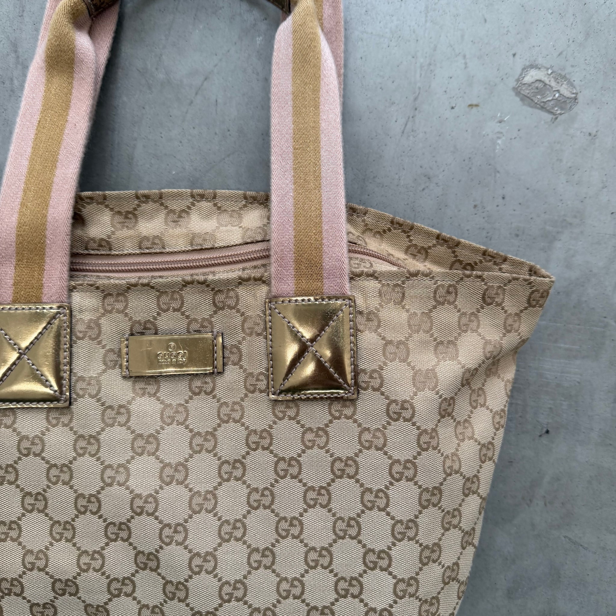Gucci Bucket Hand Bag Beige Canvas