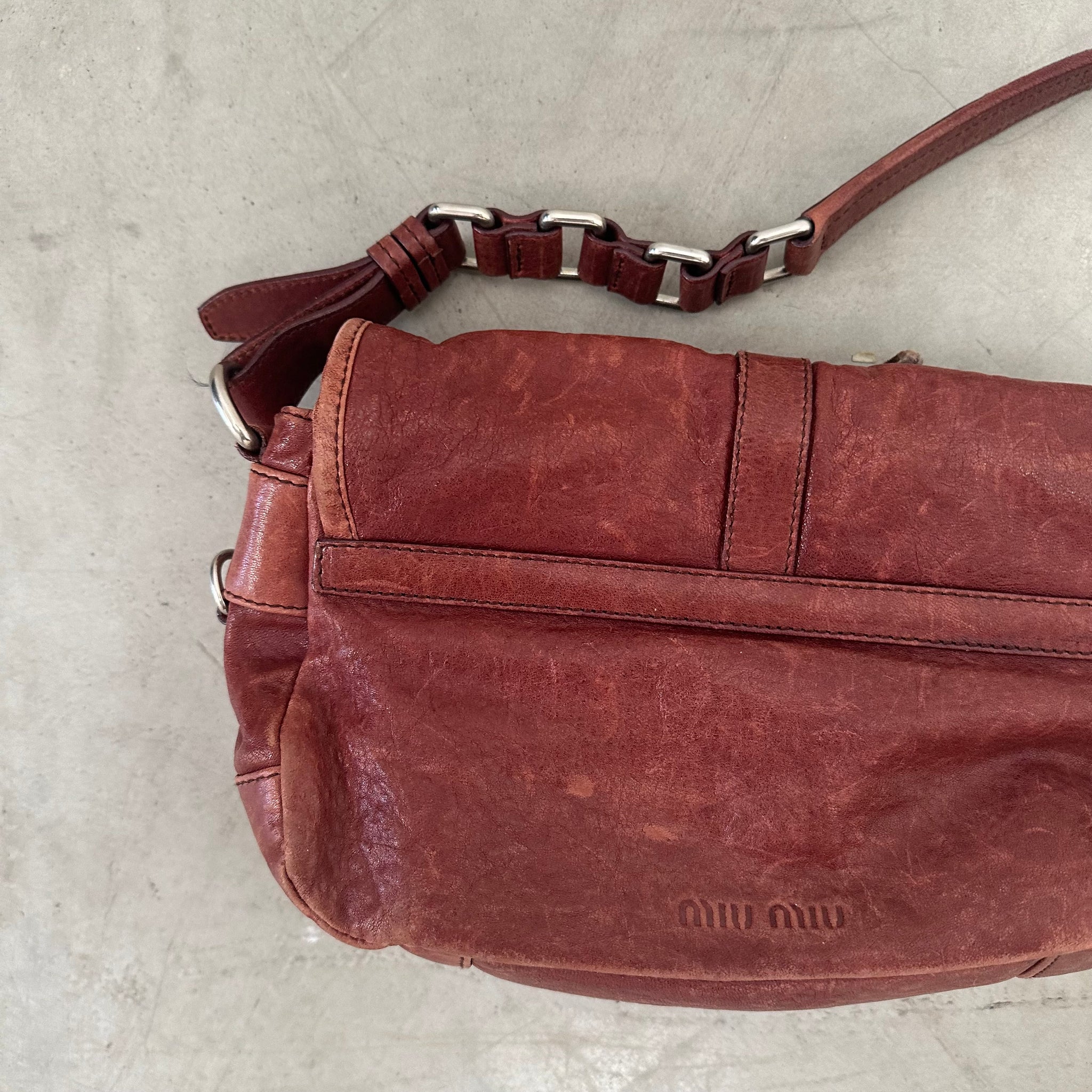 Miu Miu Brown Metal Flower Shoulder Bag