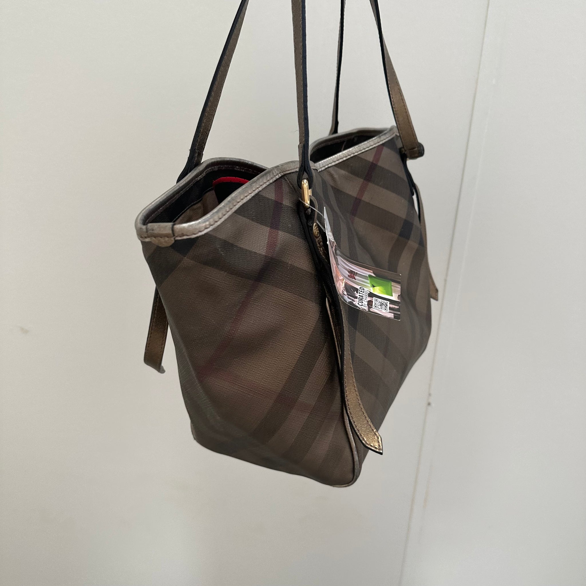 Burberry Metallic Nova Check Canterbury Tote Gold