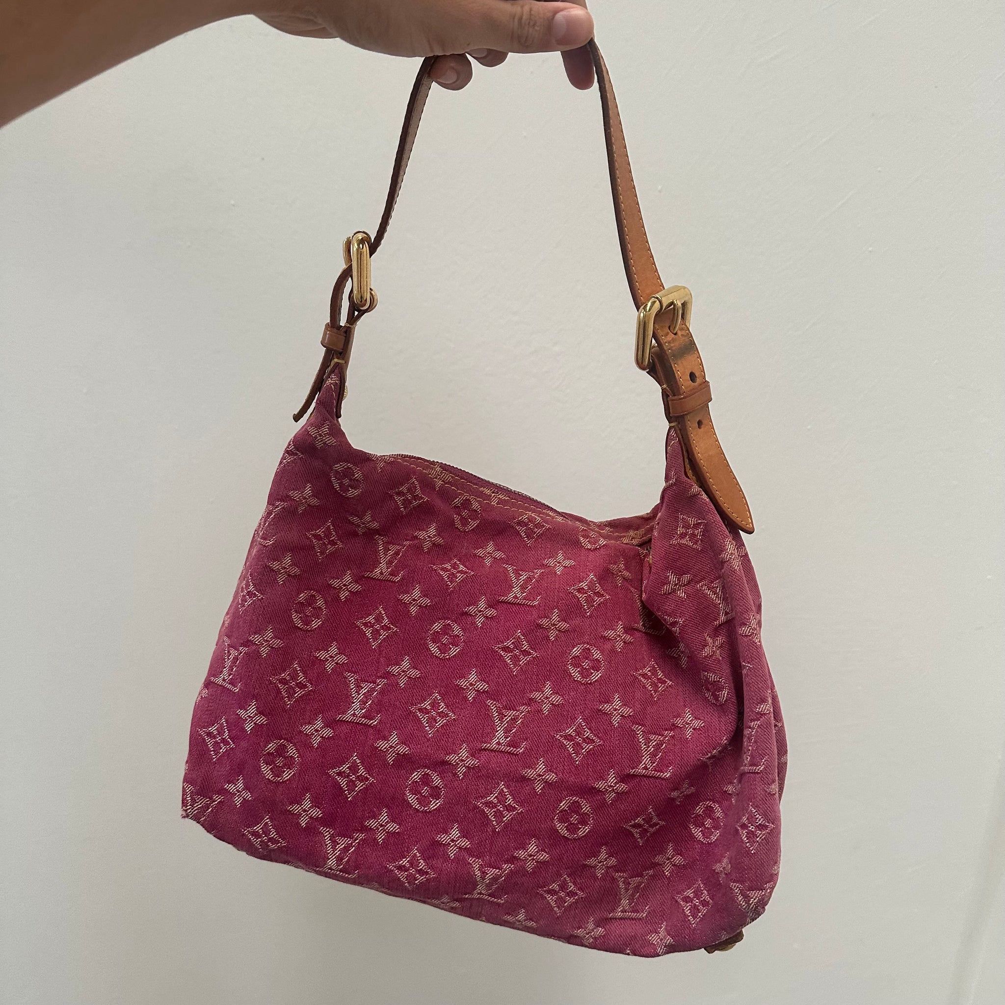 Louis Vuitton Monogram Denim Baggy PM Fuchsia Pink Shoulder Bag