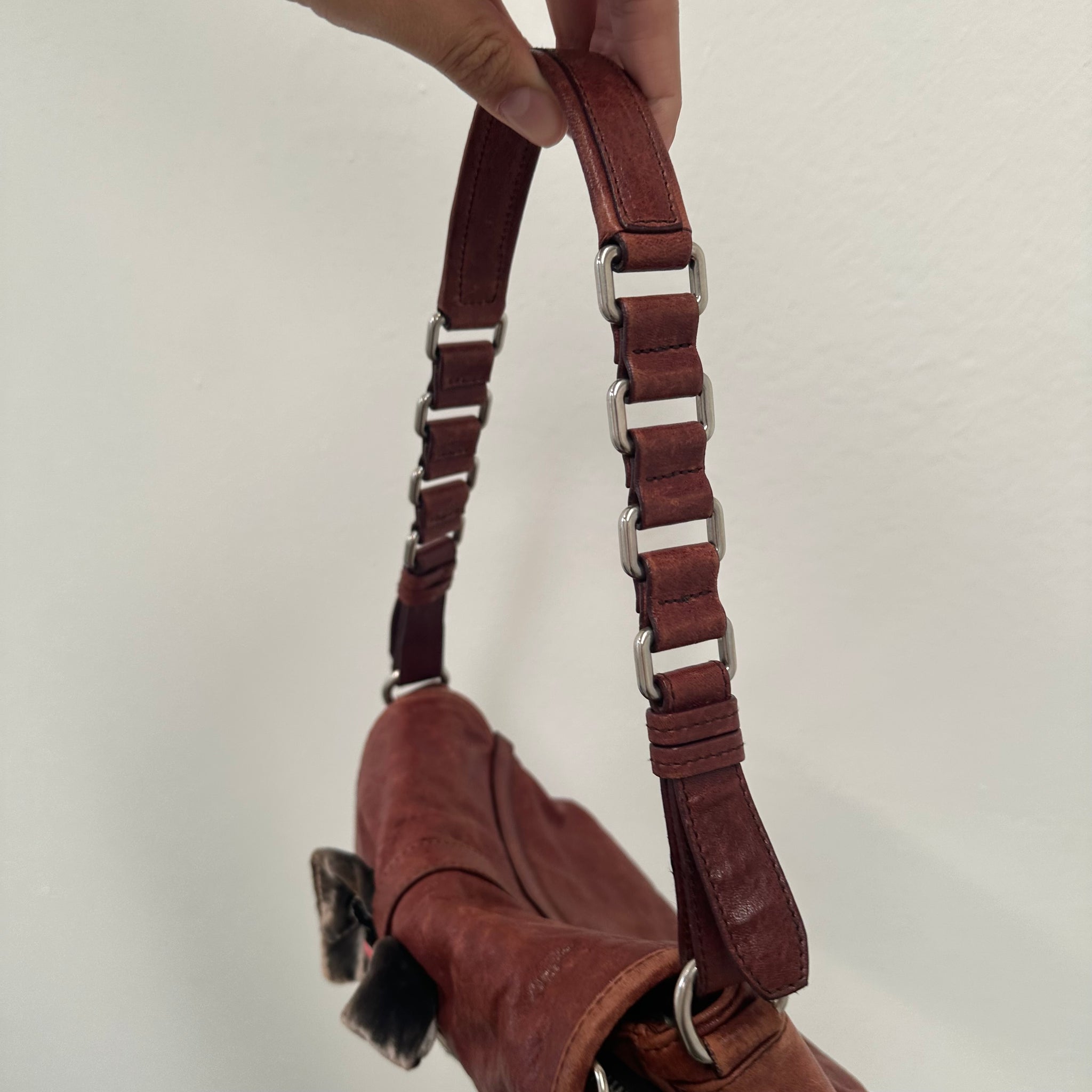 Miu Miu Brown Metal Flower Shoulder Bag