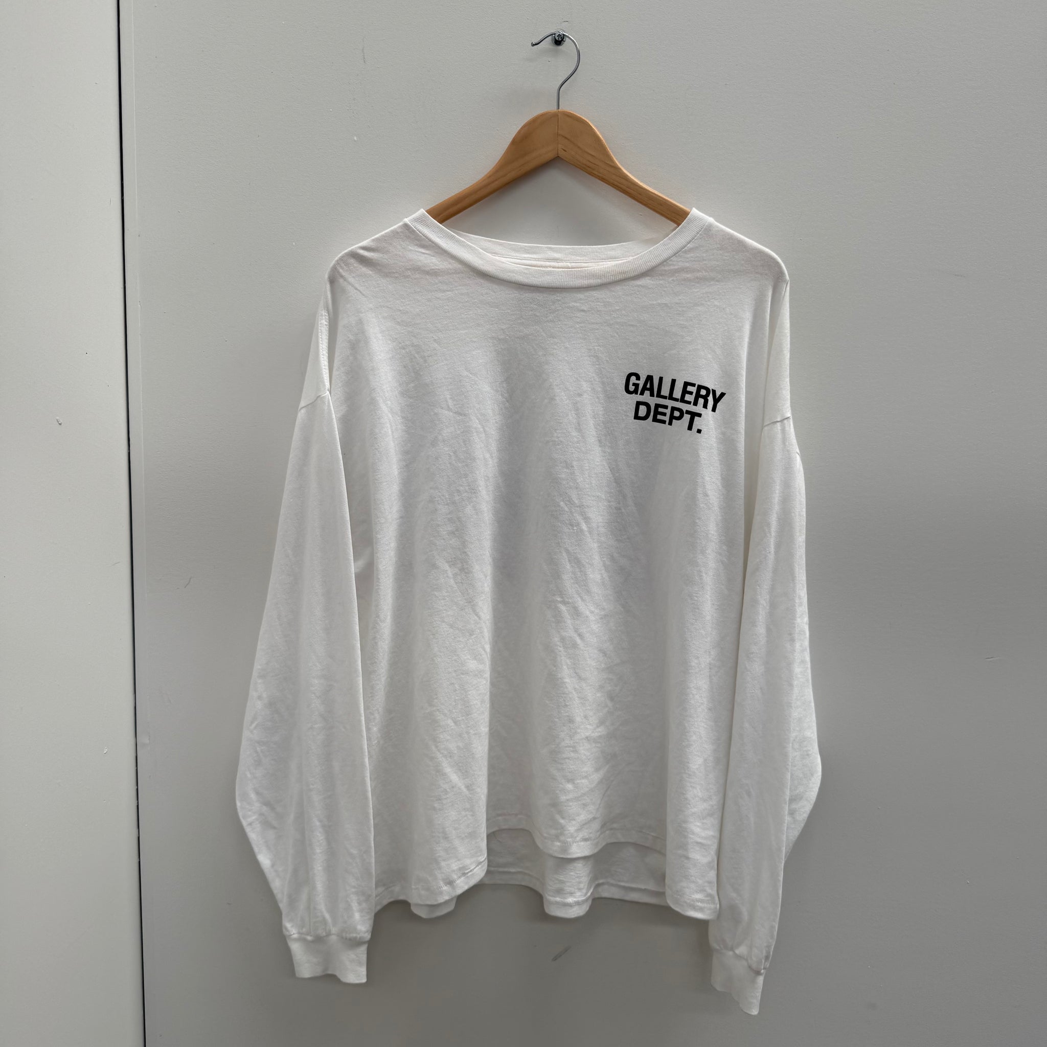 Gallery Dept. Black Logo White Long Sleeve (Size L)