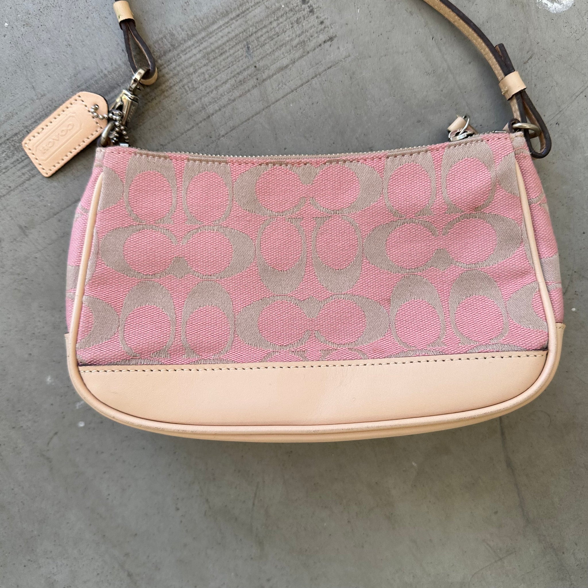Coach Logo Print Pink Pochette Bag