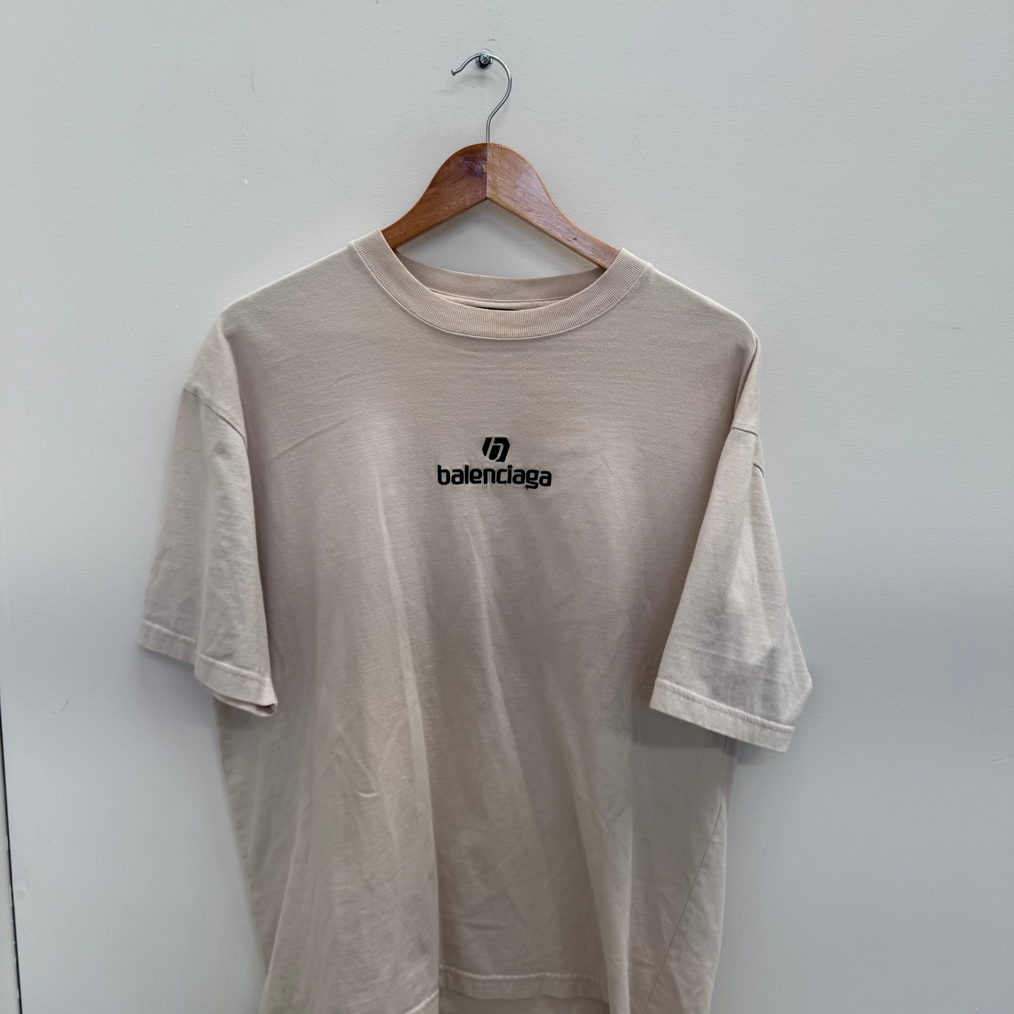 Balenciaga Sponsor Logo Cream T Shirt (fits M-L)