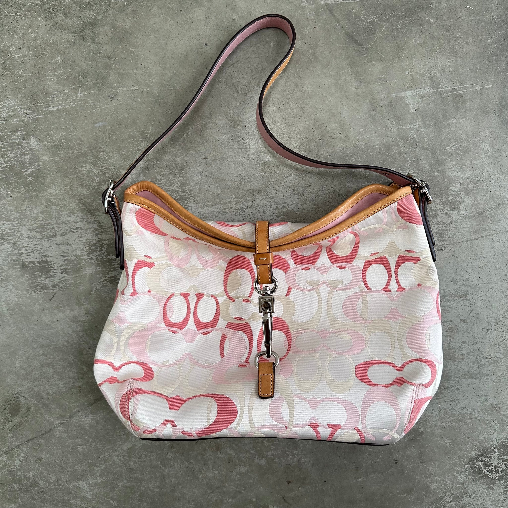 Coach Signature Clip ShoulderBag White/Pink
