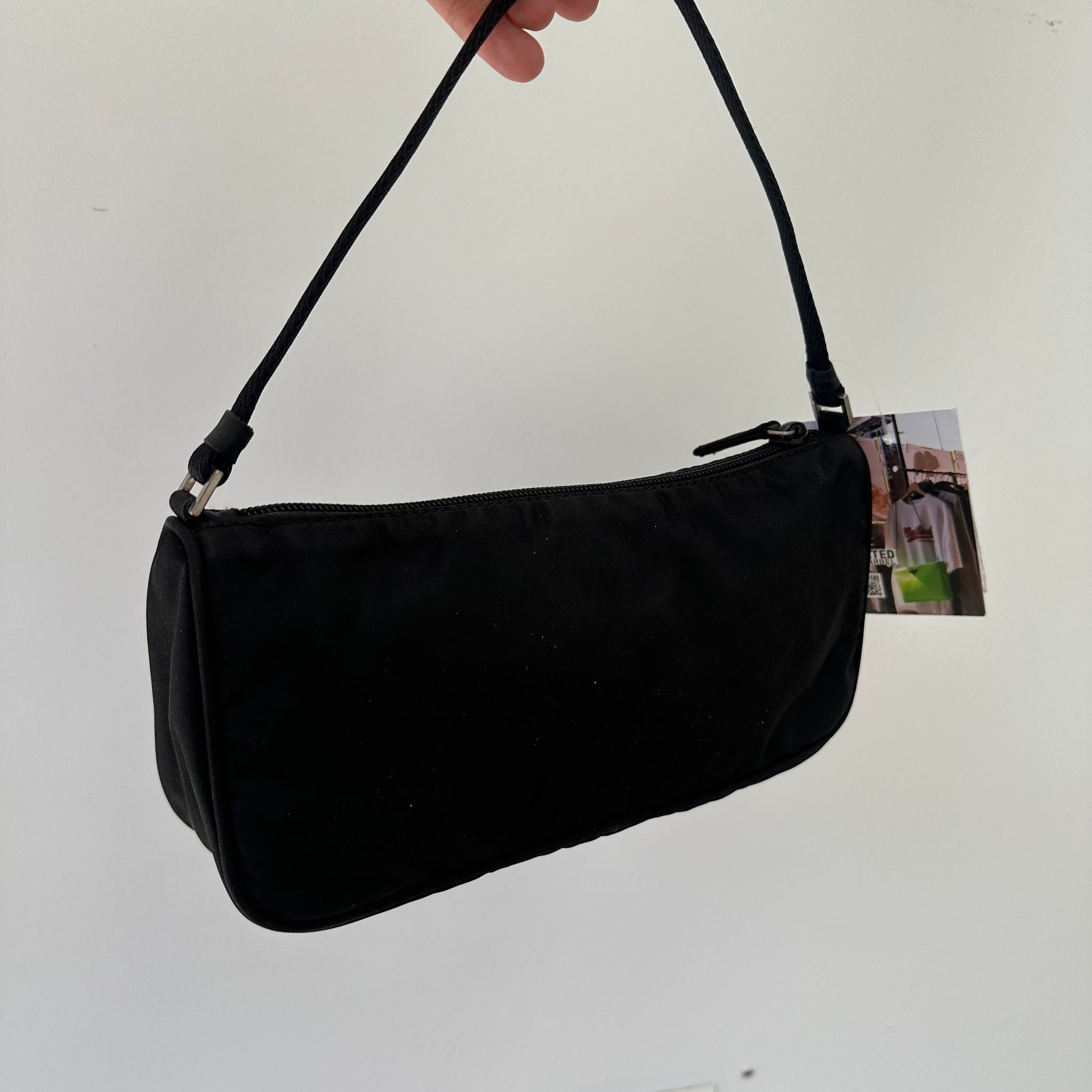 Prada Nylon Black Vintage Hobo Shoulder Pochette Bag