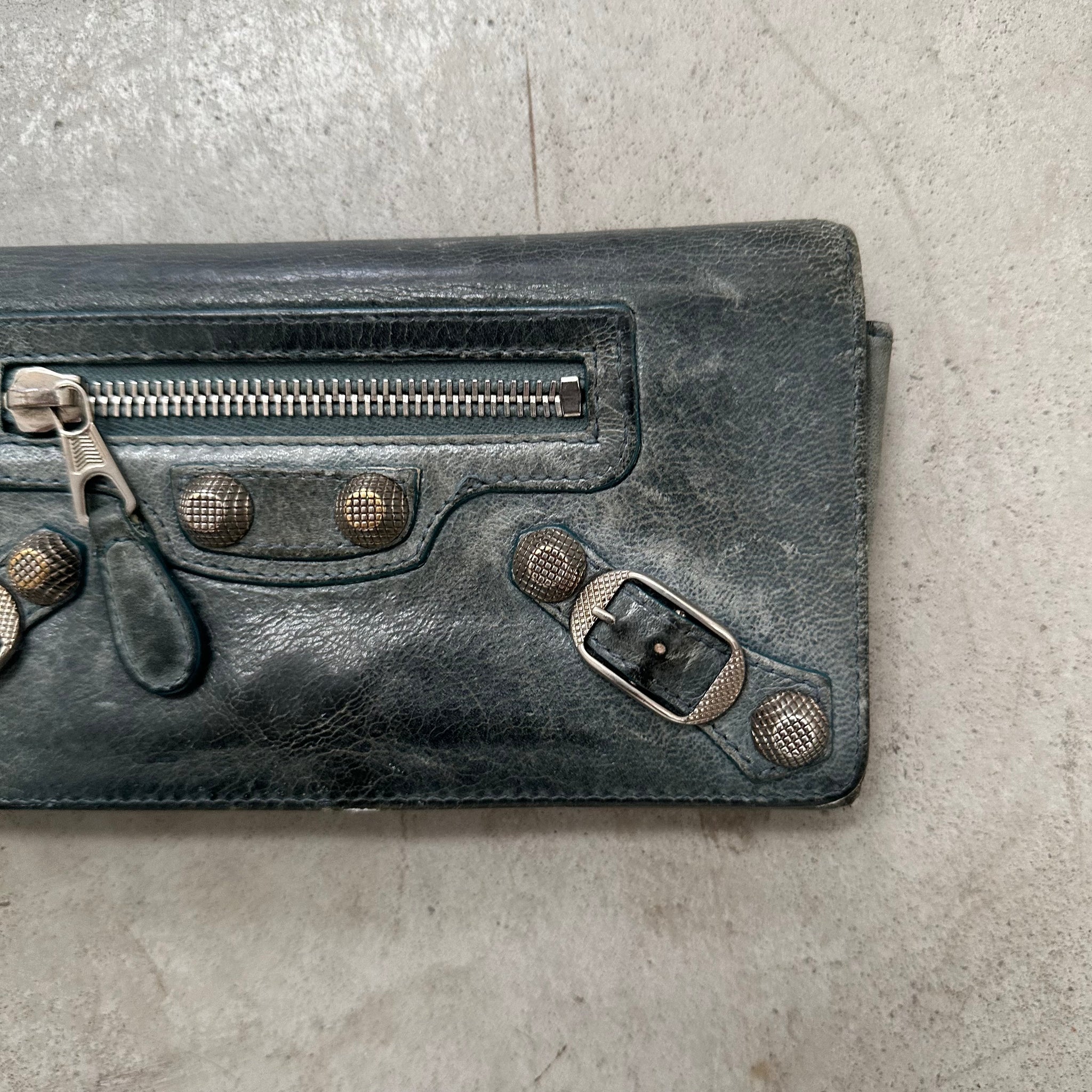 Balenciaga Green Leather City Flap Wallet