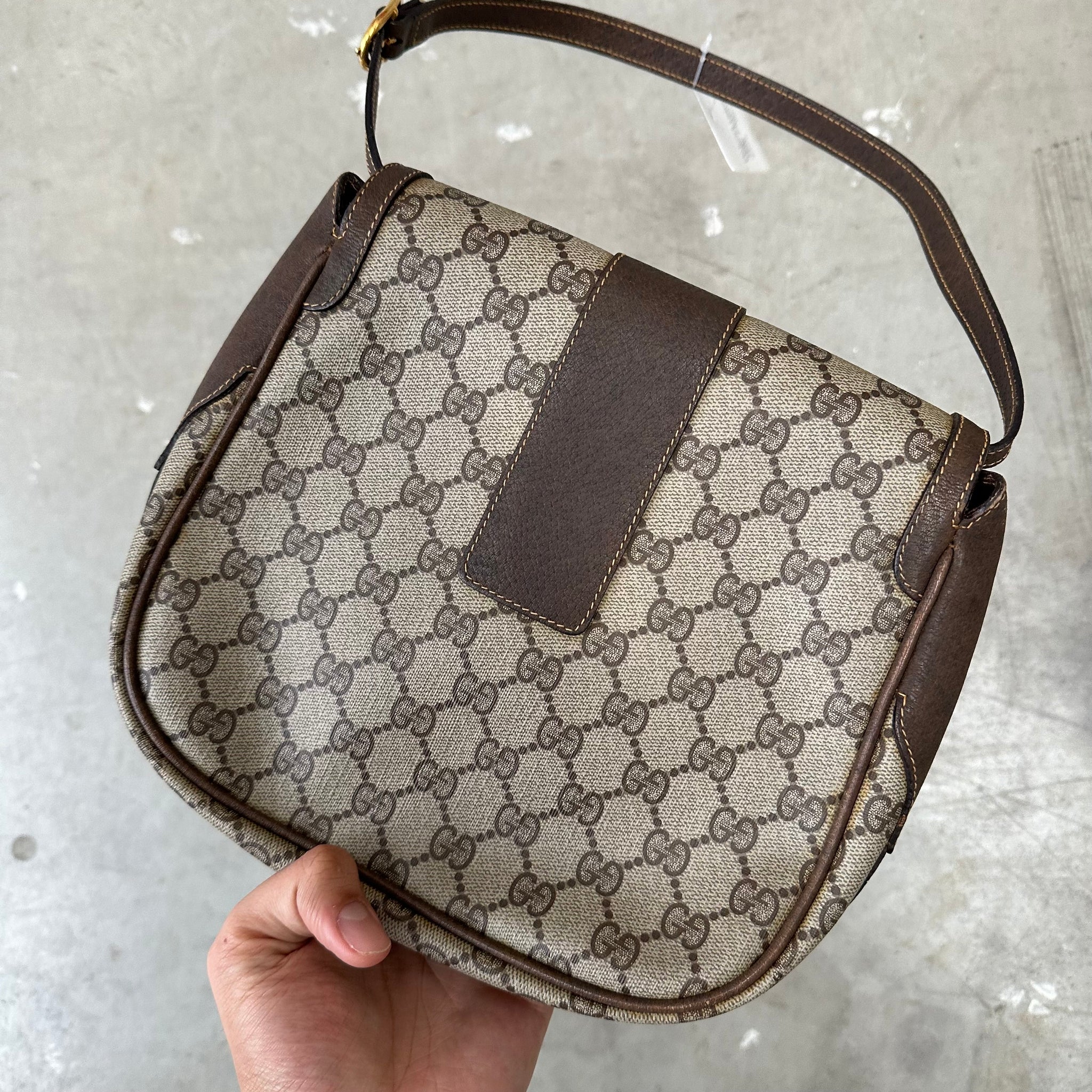 Gucci Centre Logo GG Print Shoulder Bag