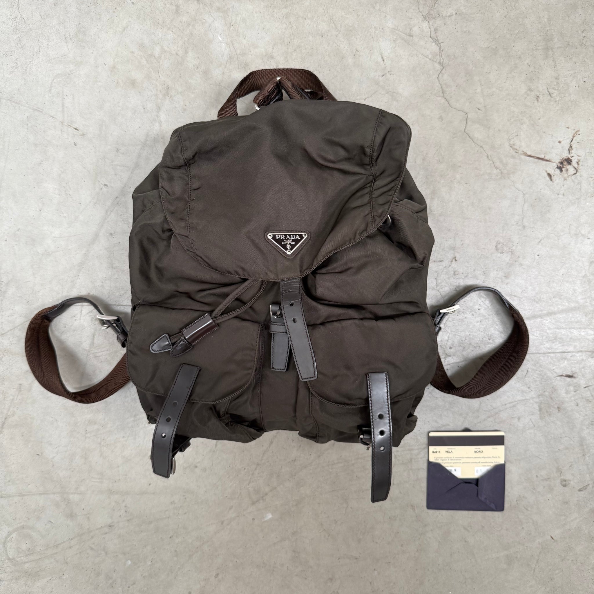 Prada Nylon Chocolate Brown Back Pack Bag