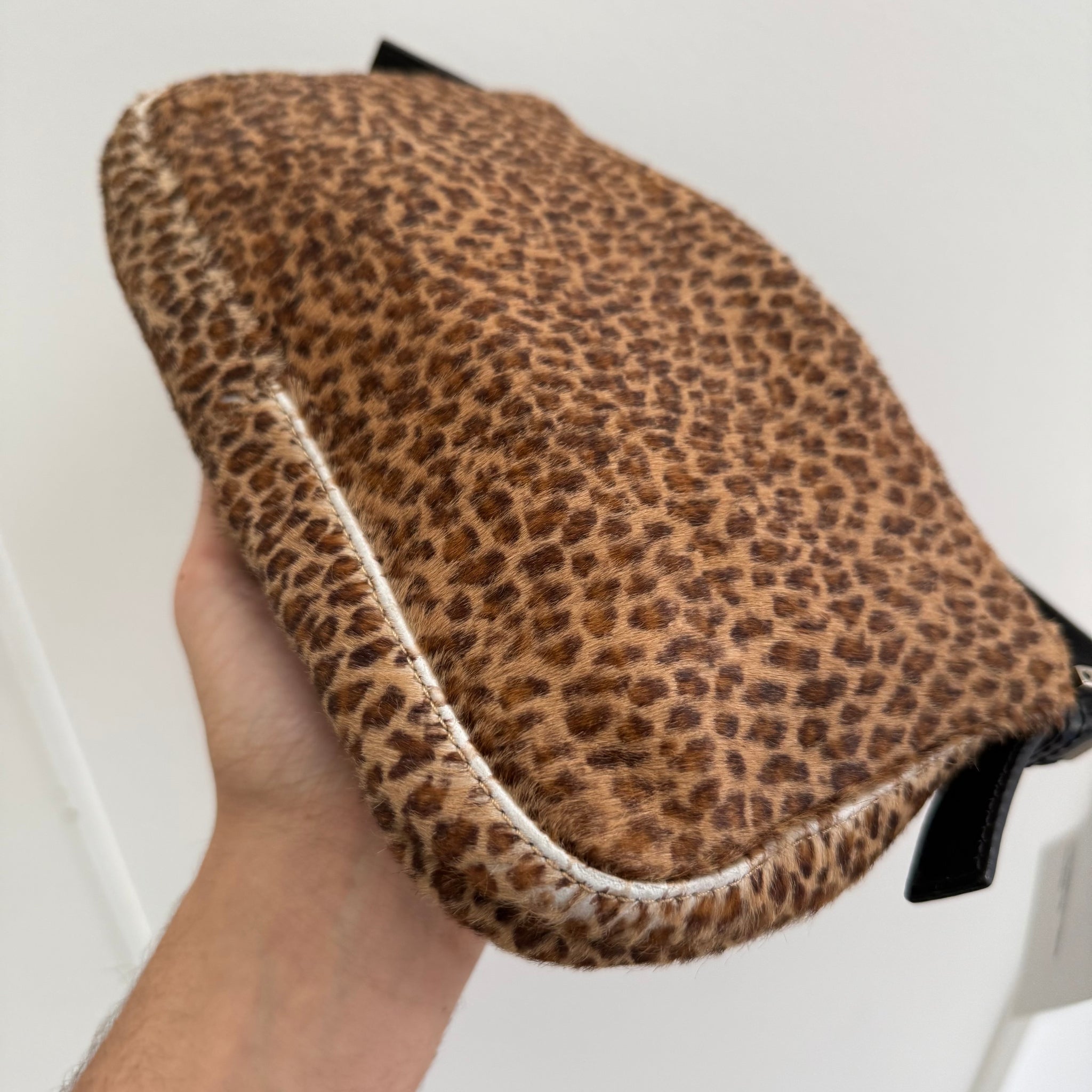 Fendi Leopard Print Ponyhair Baguette Bag