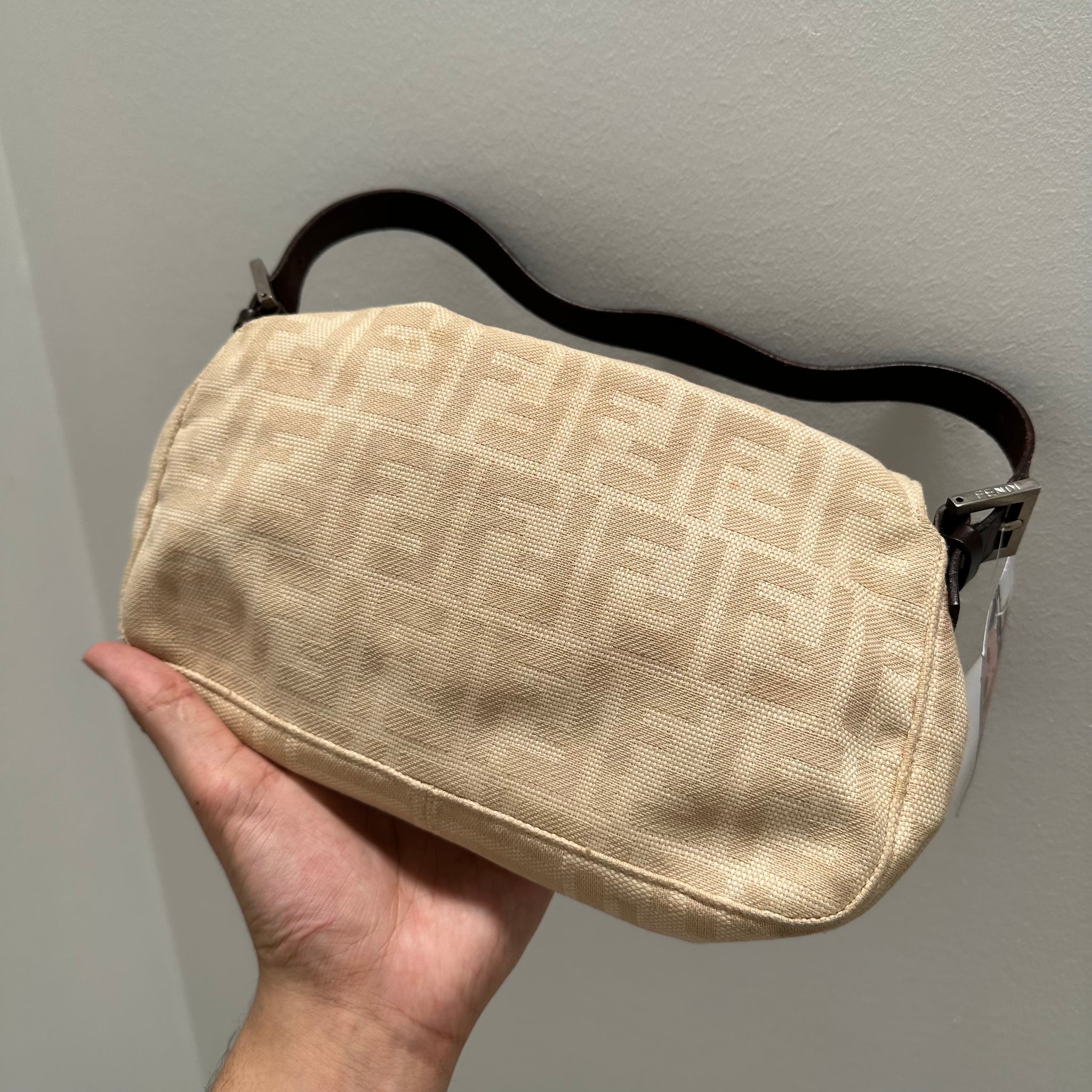 Fendi Cream Baguette Shoulder Bag