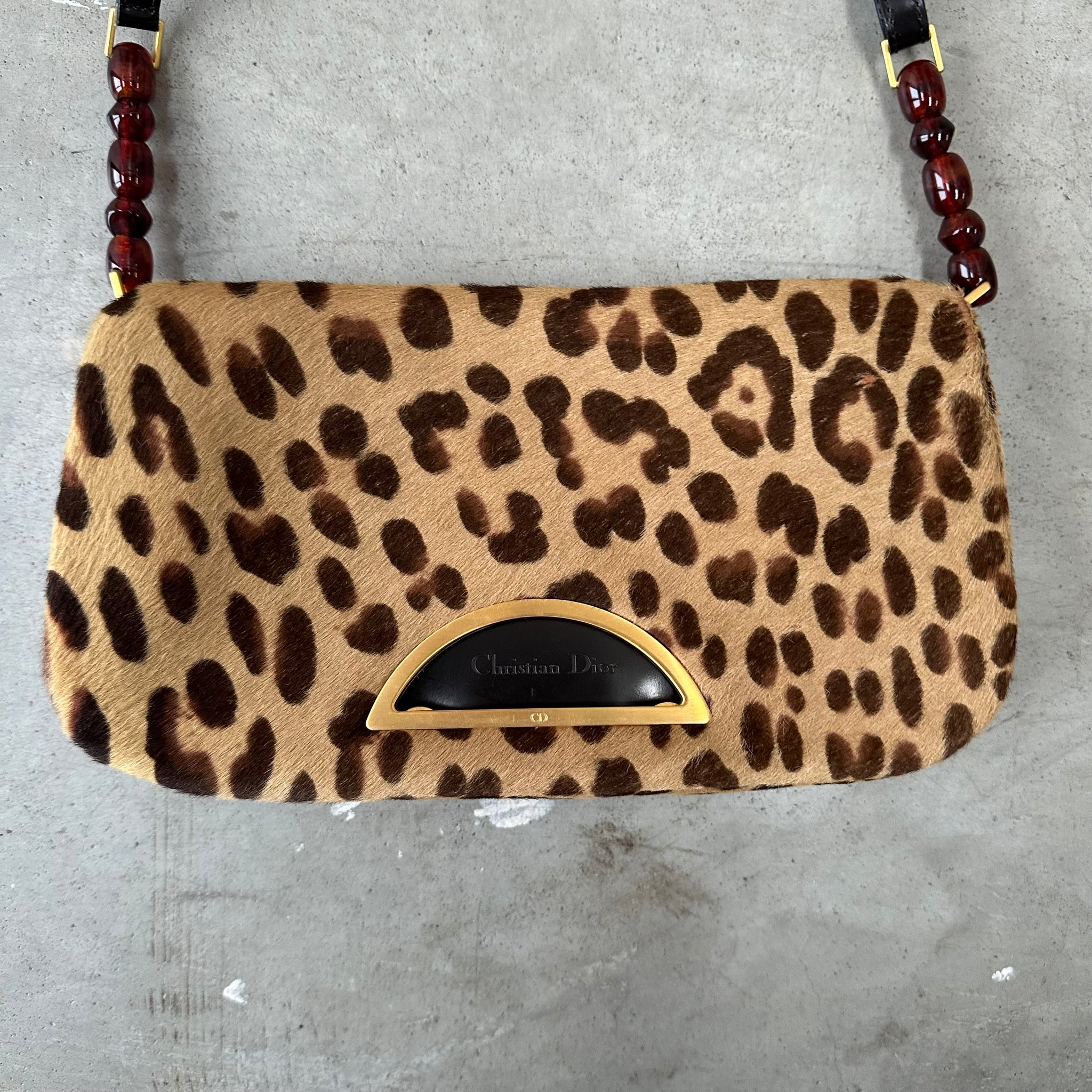 Dior Vintage Leopard Print Pony Hair Malice Bag (2000)