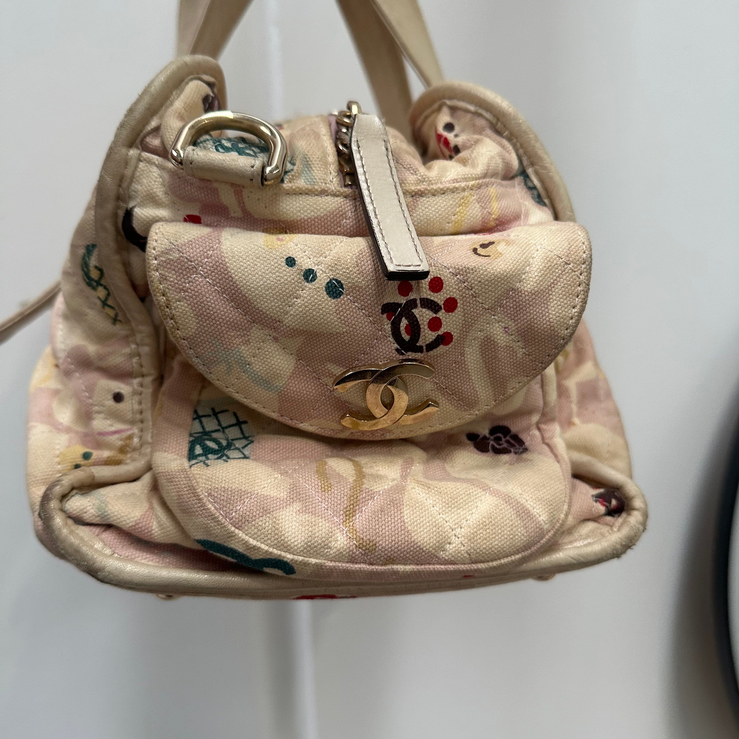 Chanel Printed Baby Animals Canvas Bag with Gold Hardware