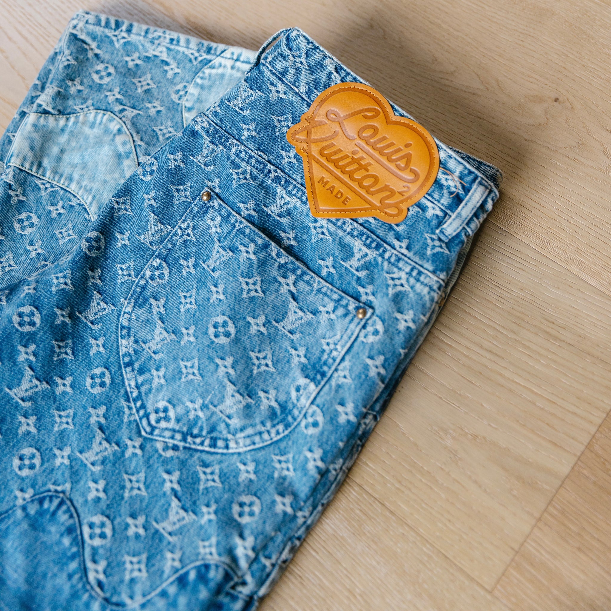 Louis Vuitton Blue Nigo Monogram Jeans (Size 34)