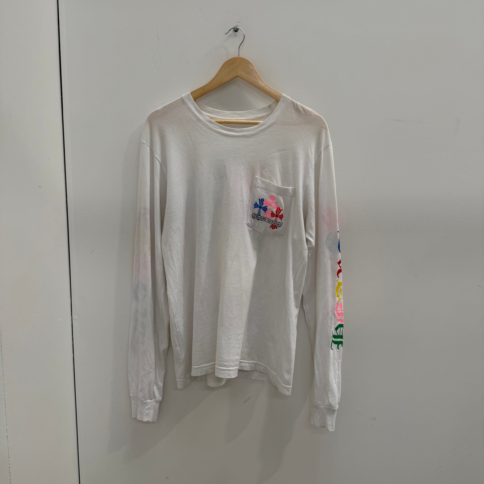 Chrome Hearts Multicolour Logo White Long Sleeve T Shirt (Size M)