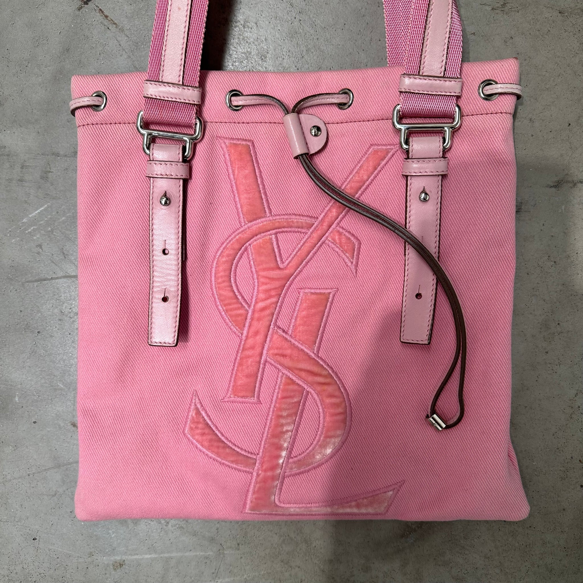 Saint Laurent YSL Logo Kahala Tote Bag Pink